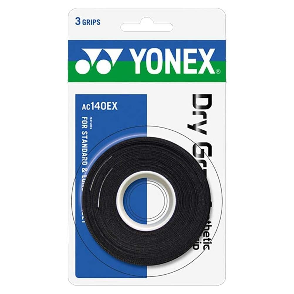 Overgrip YONEX Dry Grap 3 Paquete Negro - Absorbente y Delgado