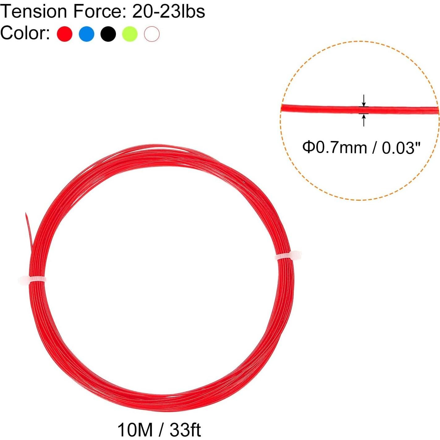 Cuerda de Raqueta de Bádminton PATIKIL 10M Nylon 5 Colores