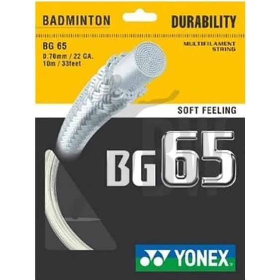 Cuerda de bádminton Yonex BG-65 Blanca 0.70mm Duradera