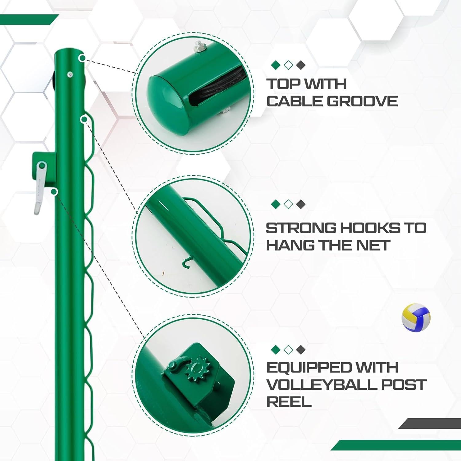 Postes de Tenis Otoolling HUU0318 Redondos 106.68 cm Hierro Verde