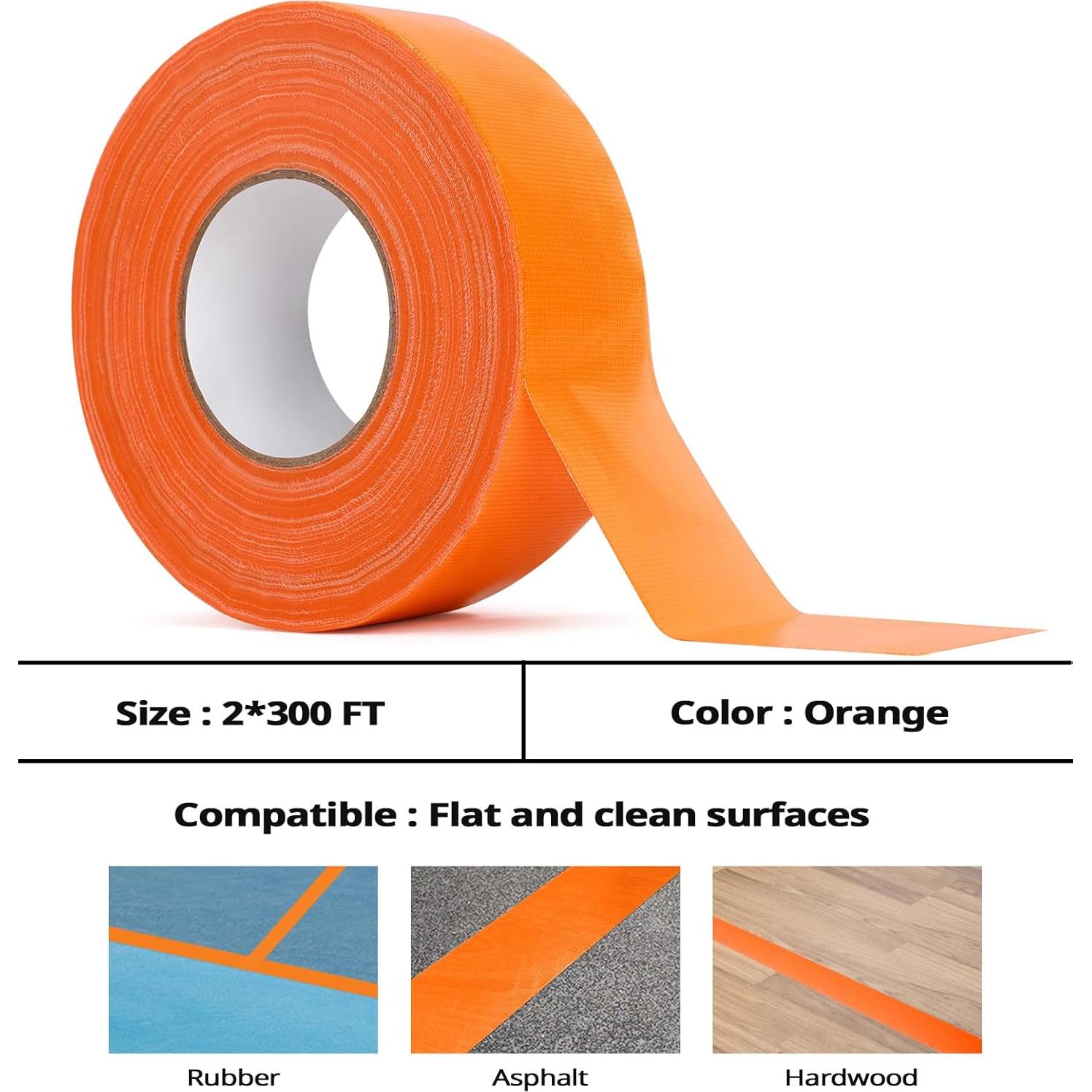 Cinta de Pickleball Lomccian 300FT Antideslizante Naranja