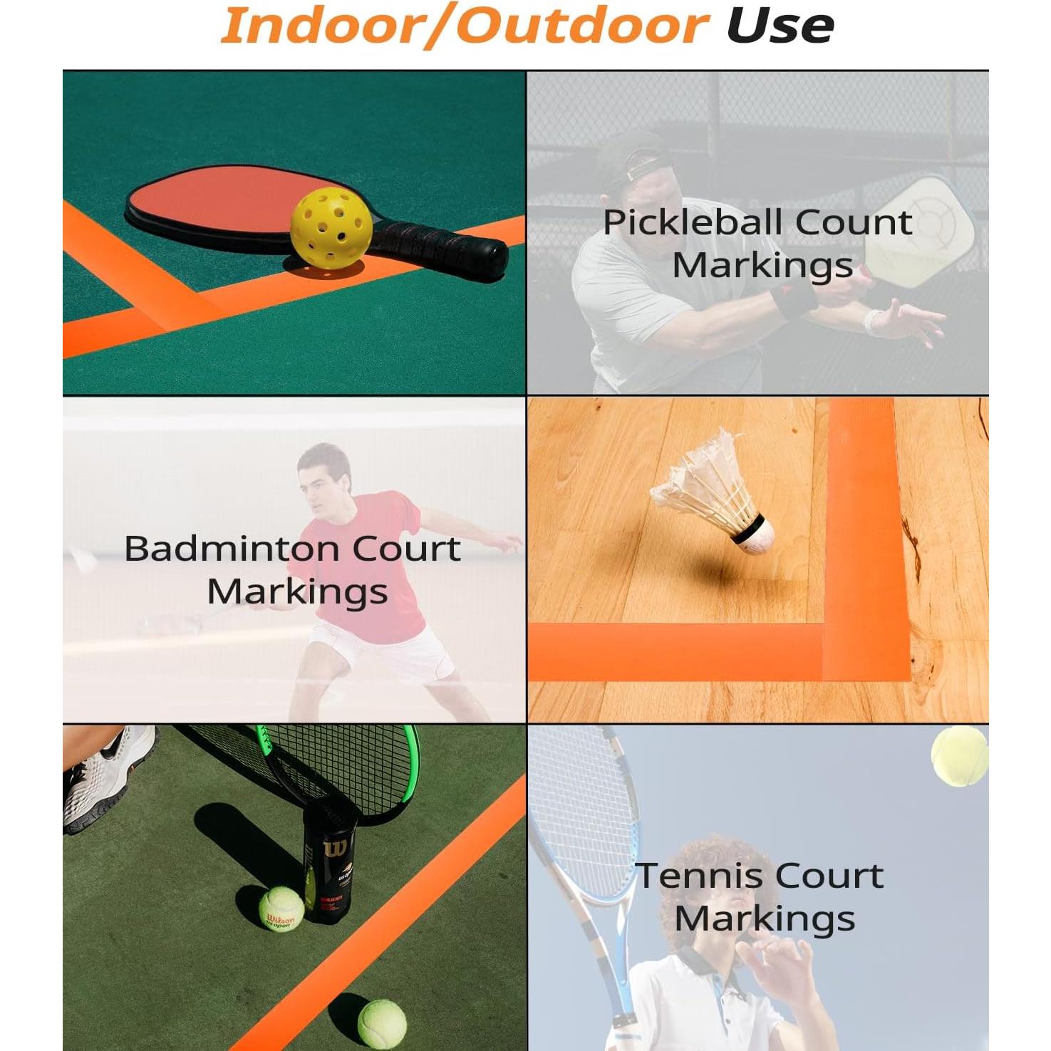 Cinta de Pickleball Lomccian 300FT Antideslizante Naranja