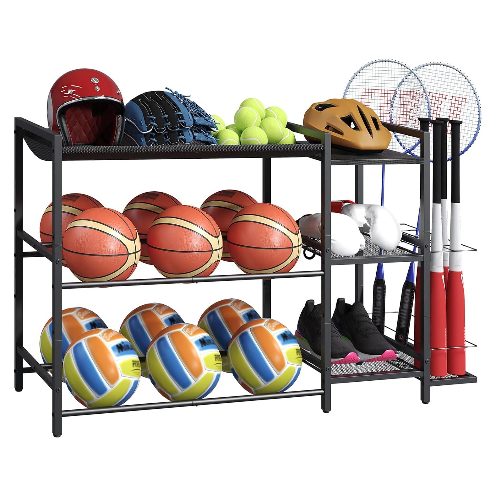 Estante de Almacenamiento de Pelotas 3 Niveles MAHANCRIS Negro