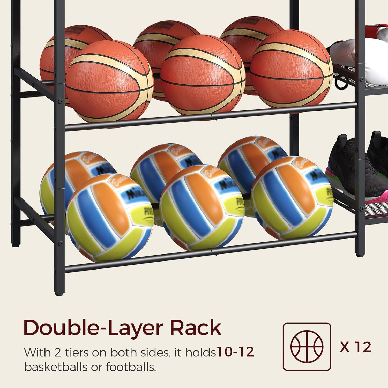 Estante de Almacenamiento de Pelotas 3 Niveles MAHANCRIS Negro