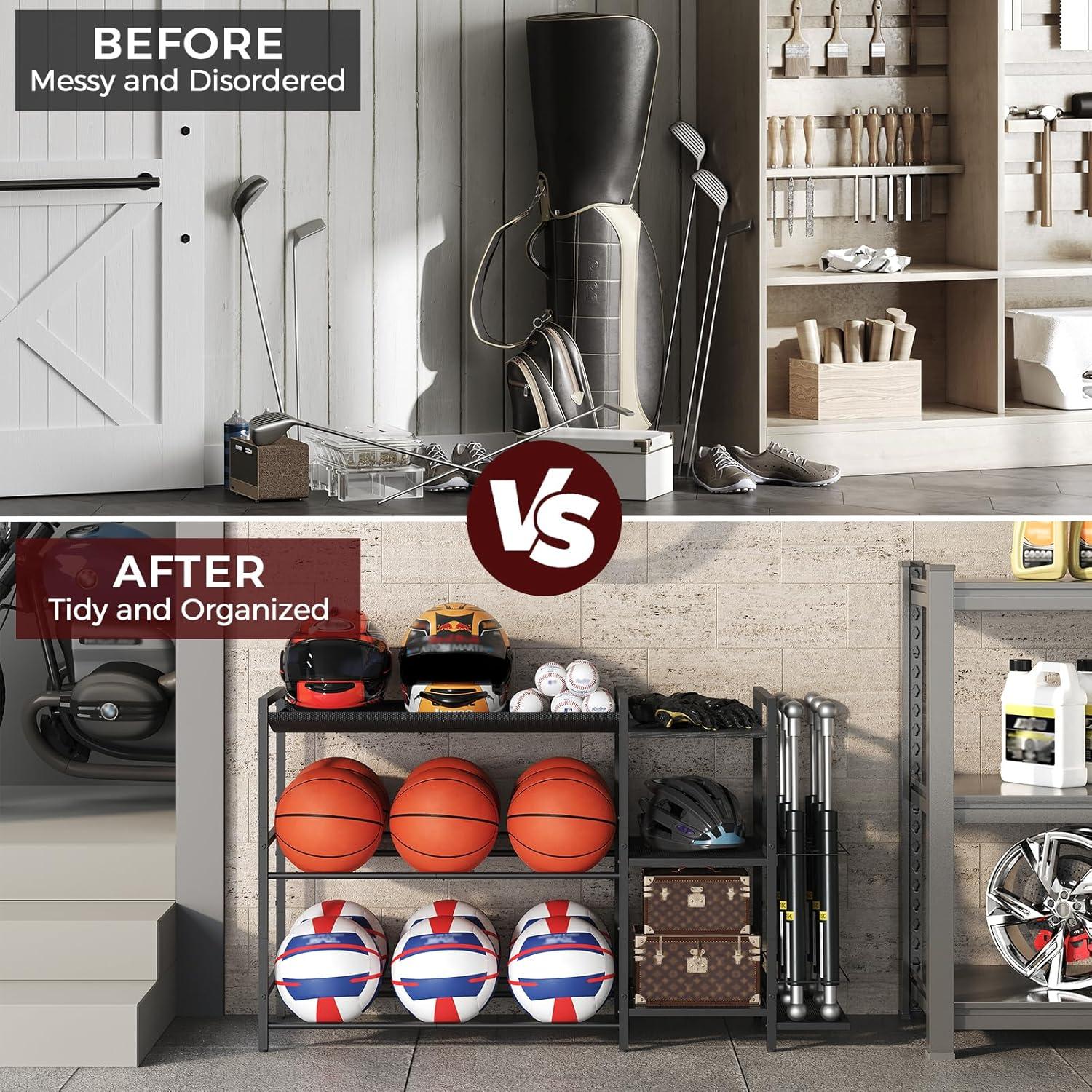 Estante de Almacenamiento de Pelotas 3 Niveles MAHANCRIS Negro