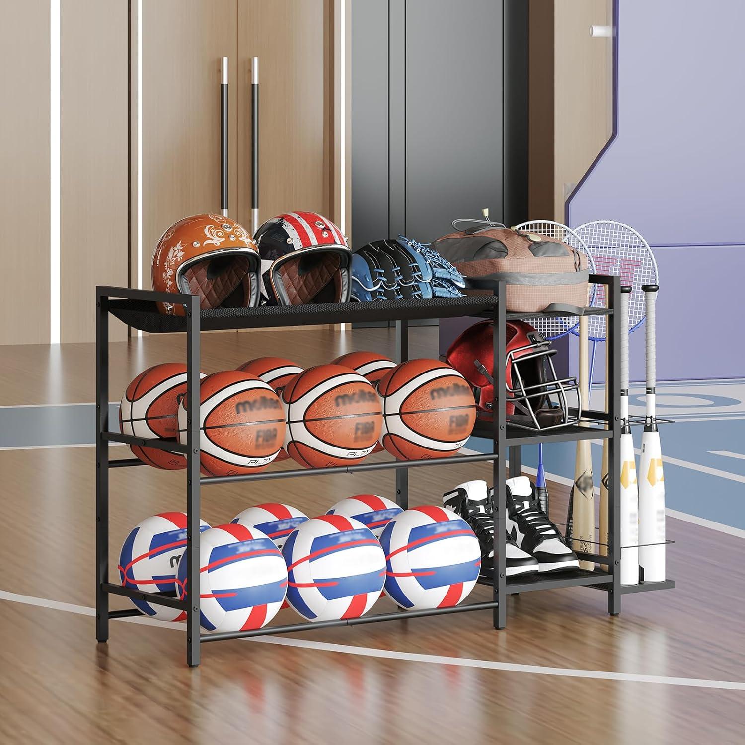Estante de Almacenamiento de Pelotas 3 Niveles MAHANCRIS Negro