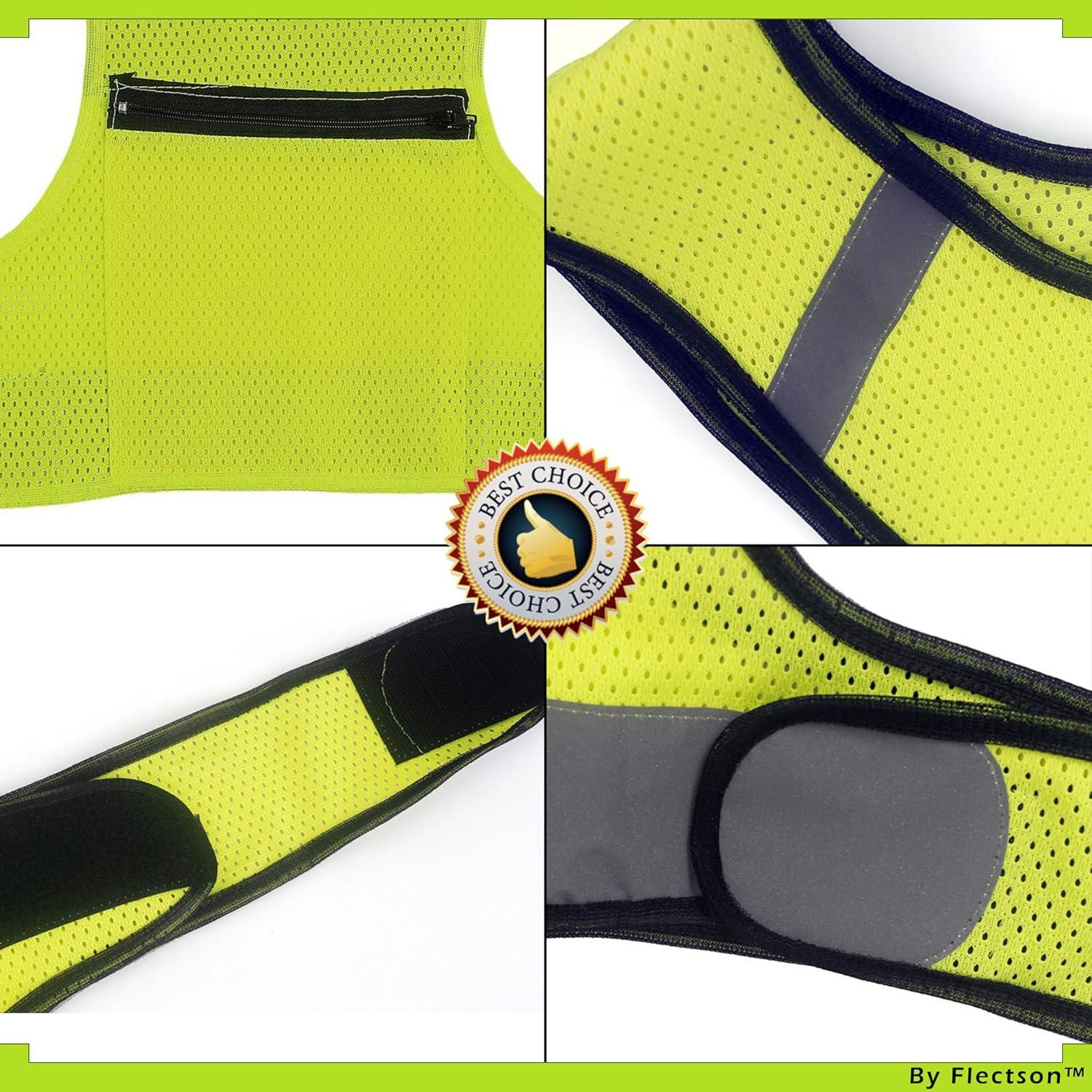 Chaleco Reflectante Flectson Amarillo 360° Ajustable con Bolsillo