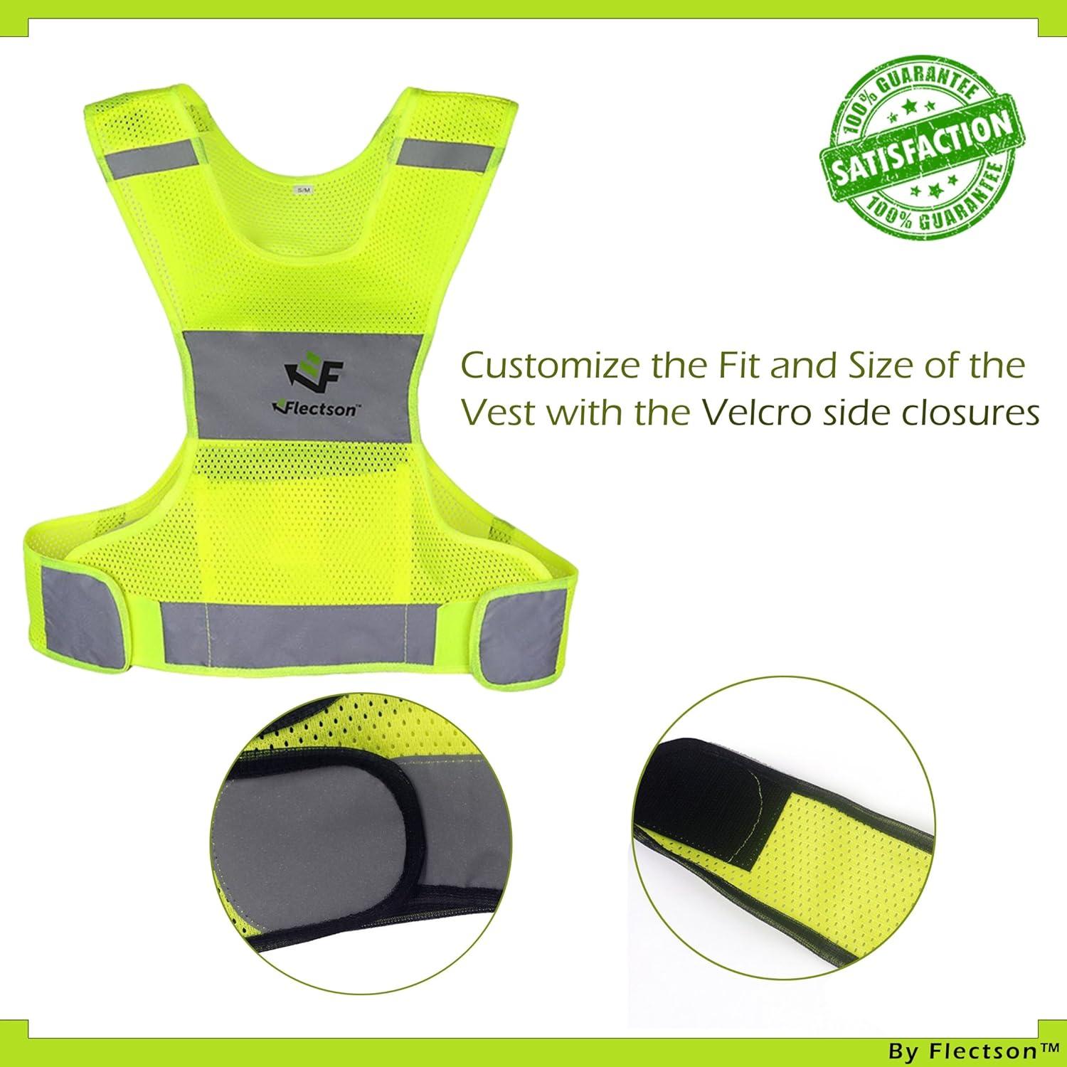Chaleco Reflectante Flectson Amarillo 360° Ajustable con Bolsillo