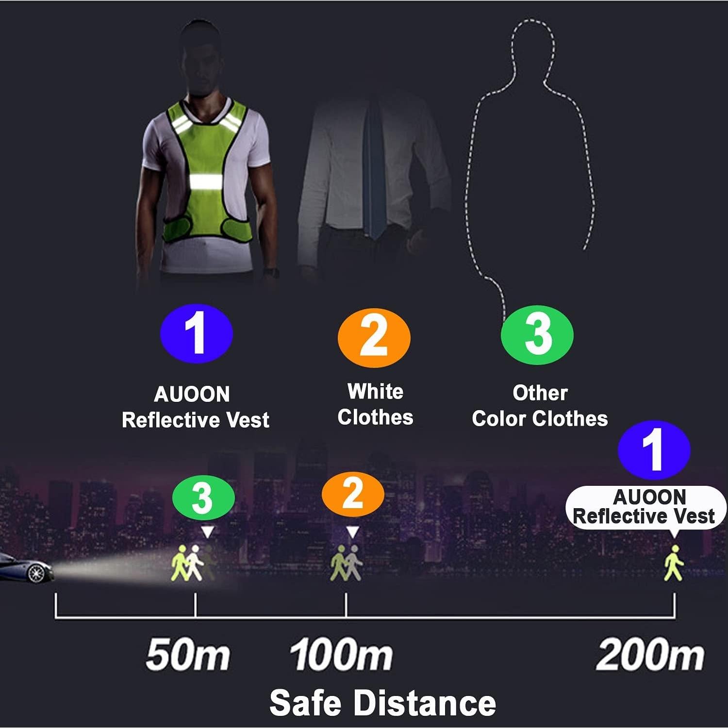 Chaleco Reflectante AUOON para Correr y Ciclismo - Alta Visibilidad