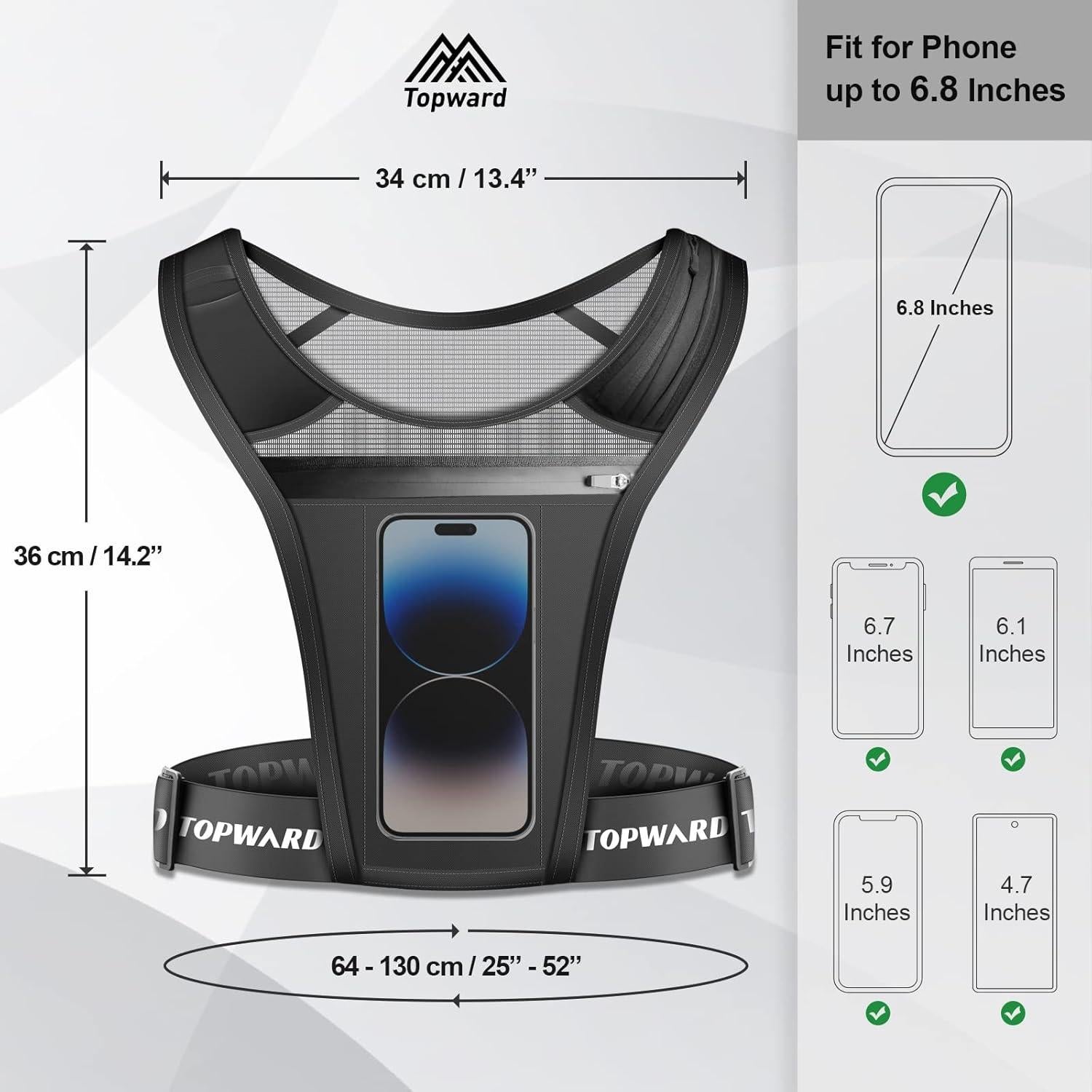 Chaleco de Correr Topward con Soporte para Teléfono Impermeable