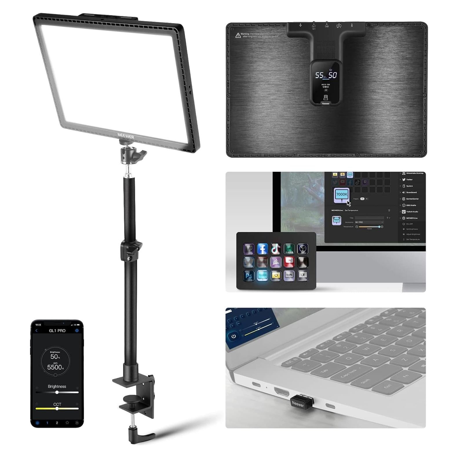 Luz LED NEEWER GL1 Pro 2800LM para Streaming y Gaming