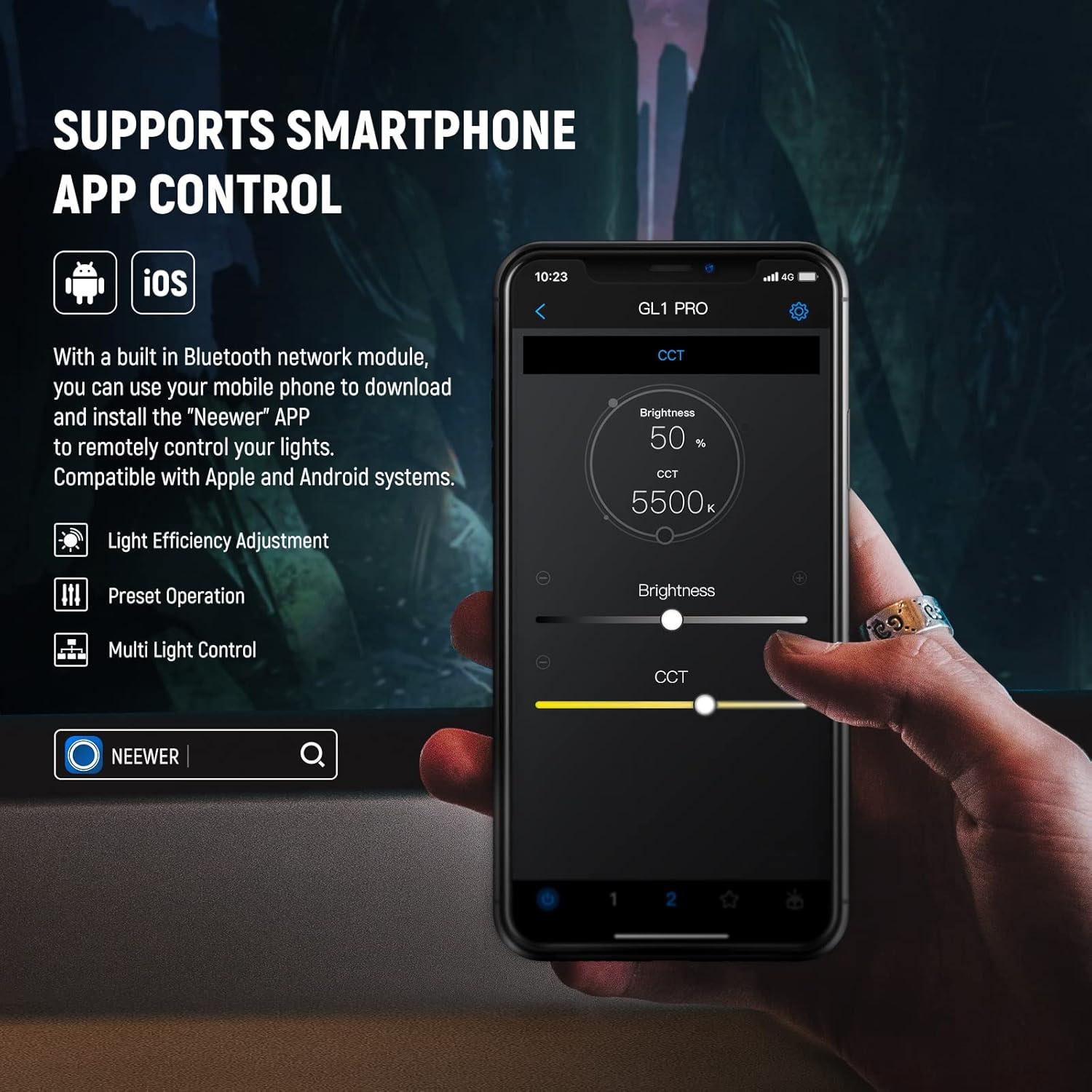 Luz LED NEEWER GL1 Pro 2800LM para Streaming y Gaming