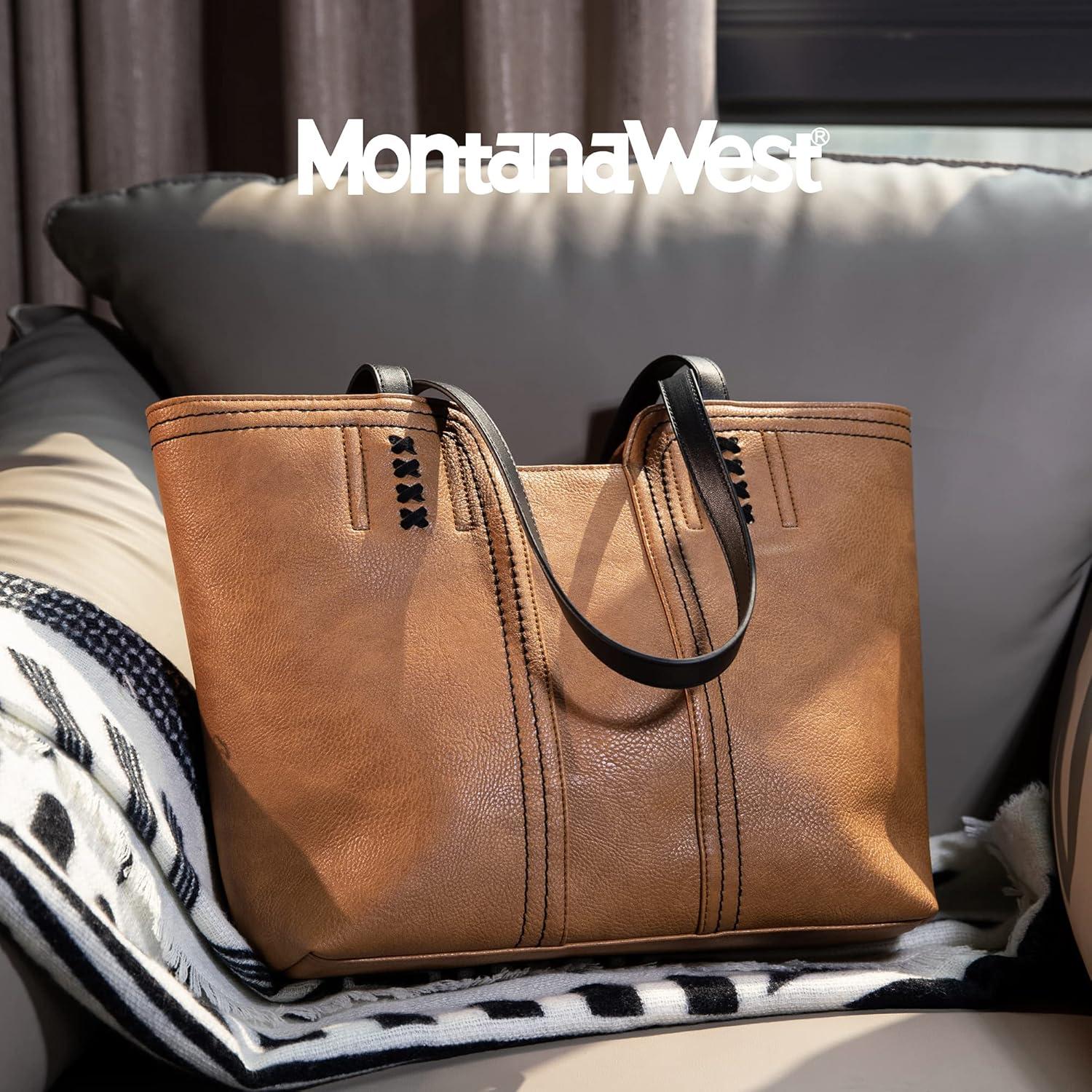 Bolso Tote Montana West Marrón Ámbar con Asa Superior