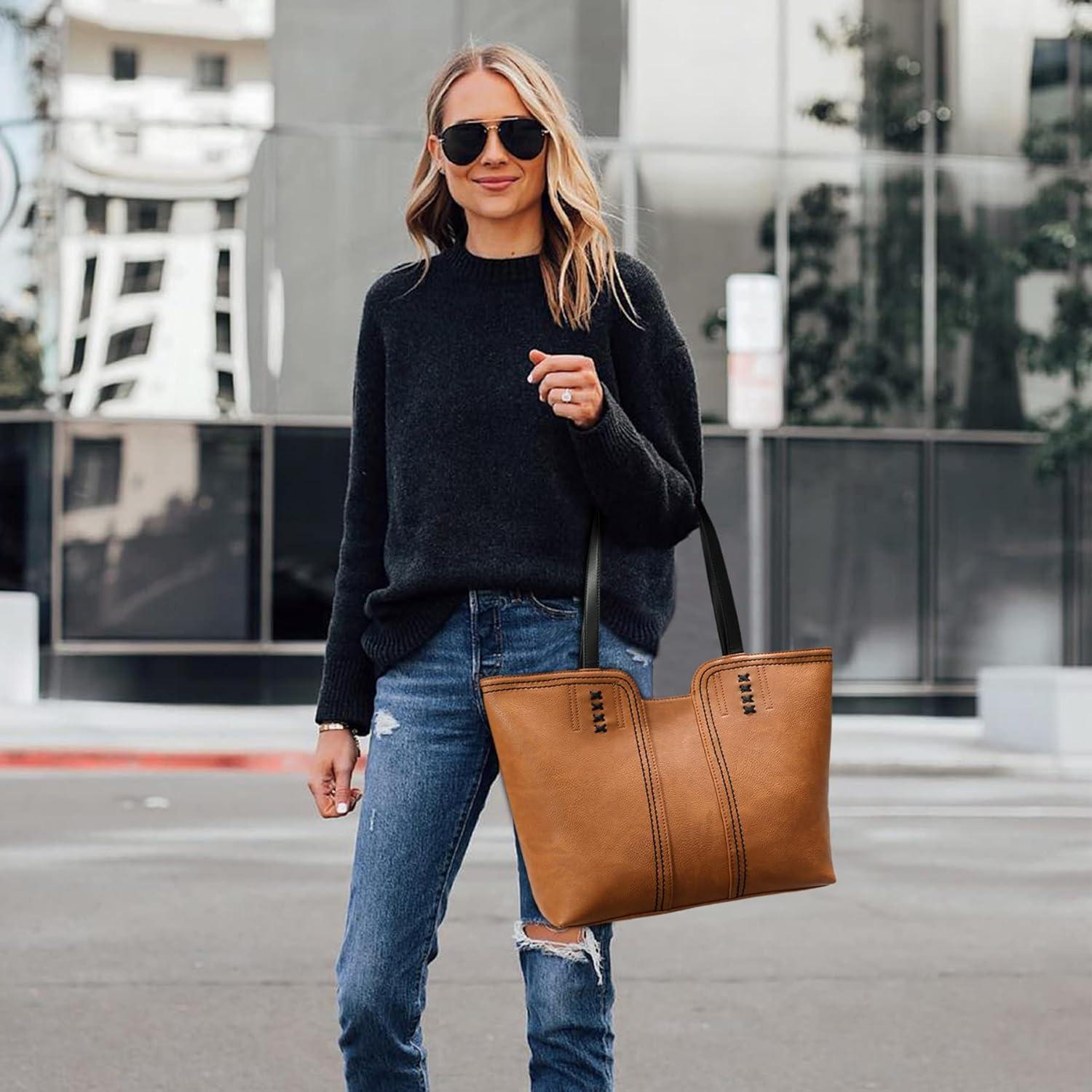 Bolso Tote Montana West Marrón Ámbar con Asa Superior