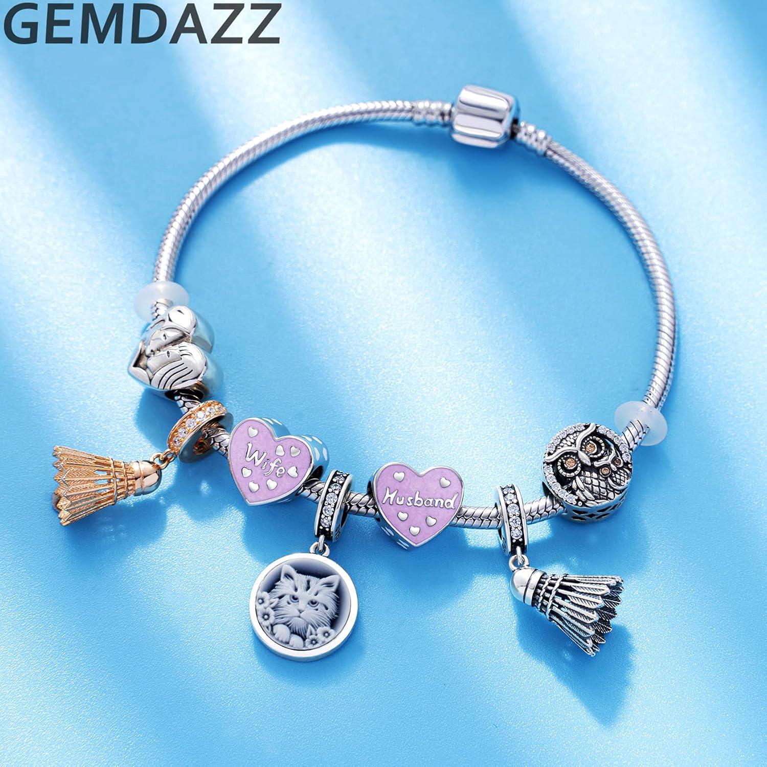 Encanto de Bádminton GEMDAZZ en Plata Esterlina 925 para Pulseras
