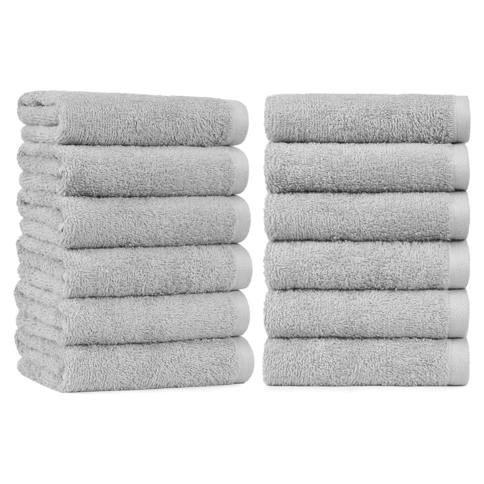 Toallas de Mano de Algodón Amazon Basics, Paquete de 12, Gris