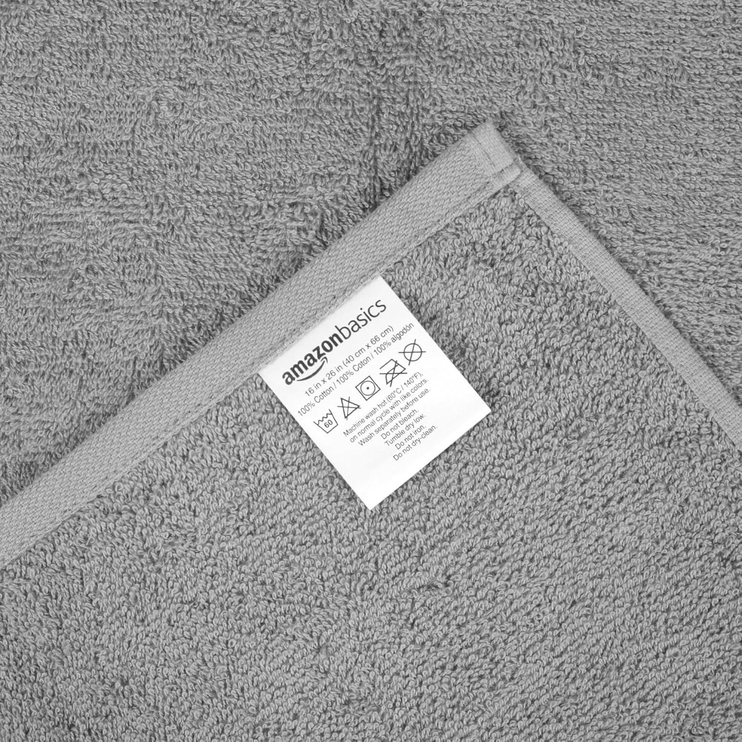 Toallas de Mano de Algodón Amazon Basics, Paquete de 12, Gris