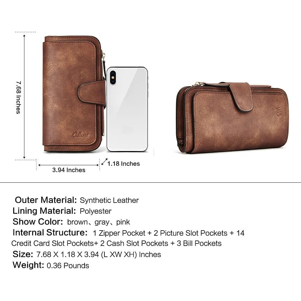 Cartera de Mujer CLUCI Trifold Cuero Bloqueo RFID Marrón