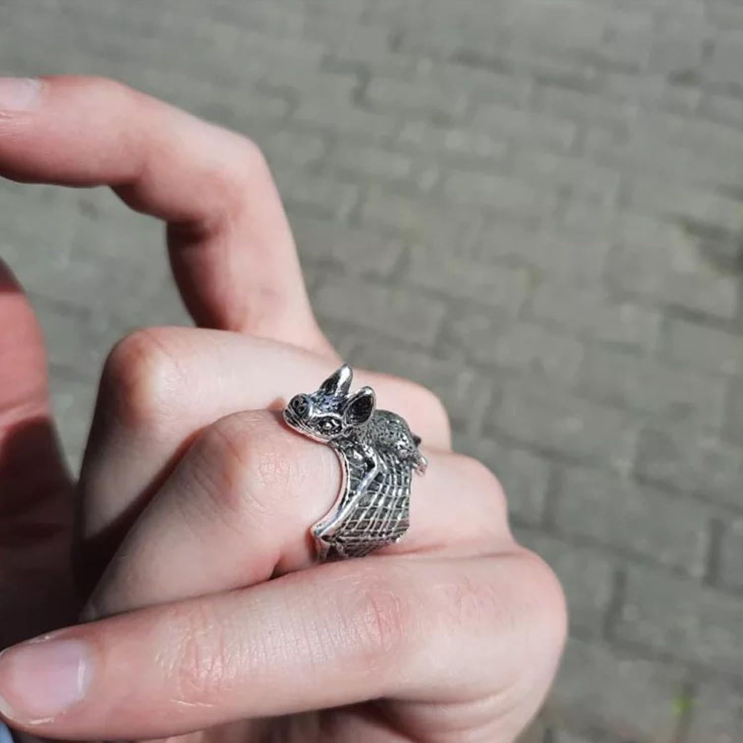 Anillo de Murciélago Gótico Ajustable Halloween - 3 Pcs