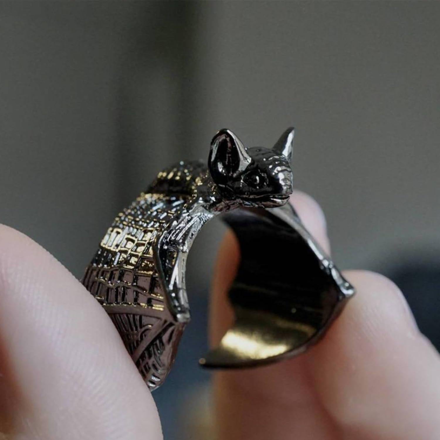 Anillo de Murciélago Gótico Ajustable Halloween - 3 Pcs