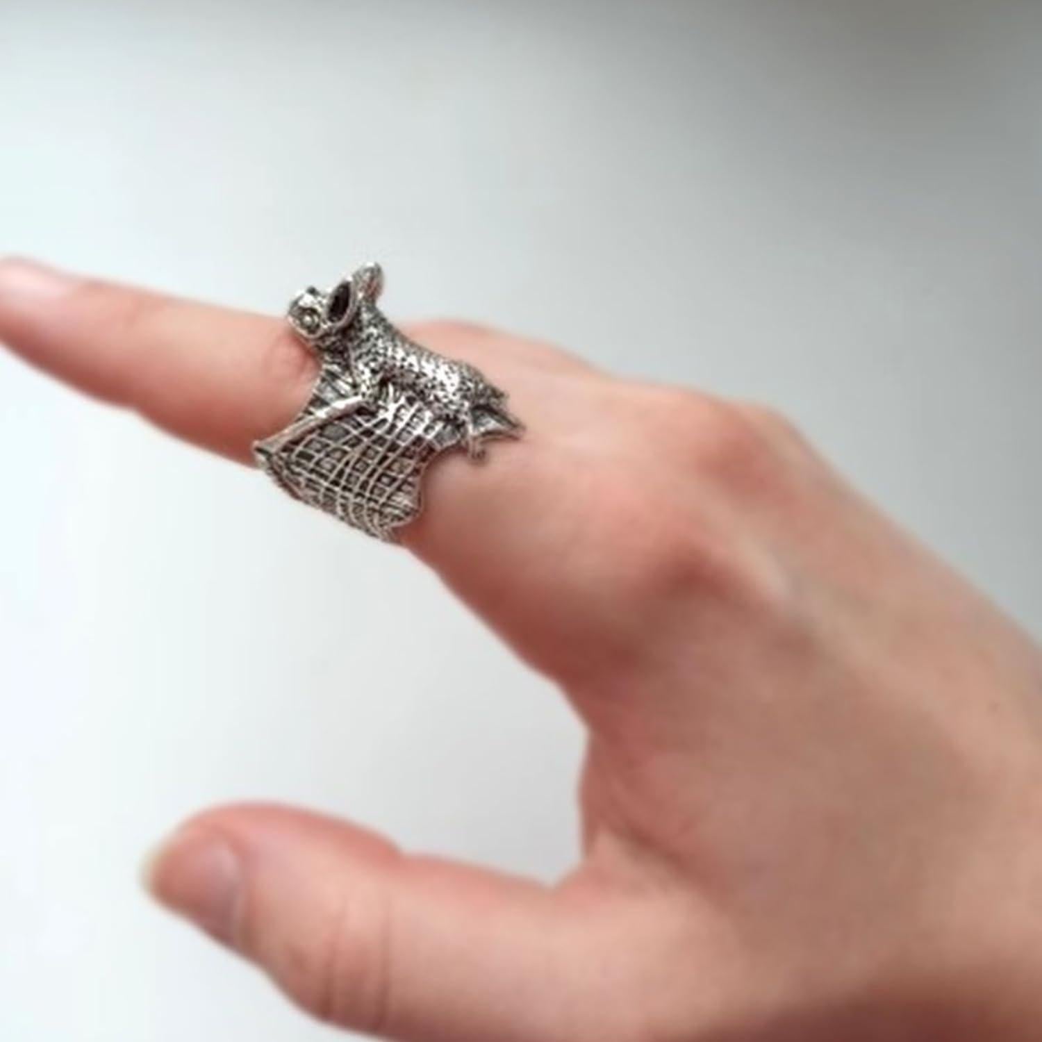 Anillo de Murciélago Gótico Ajustable Halloween - 3 Pcs