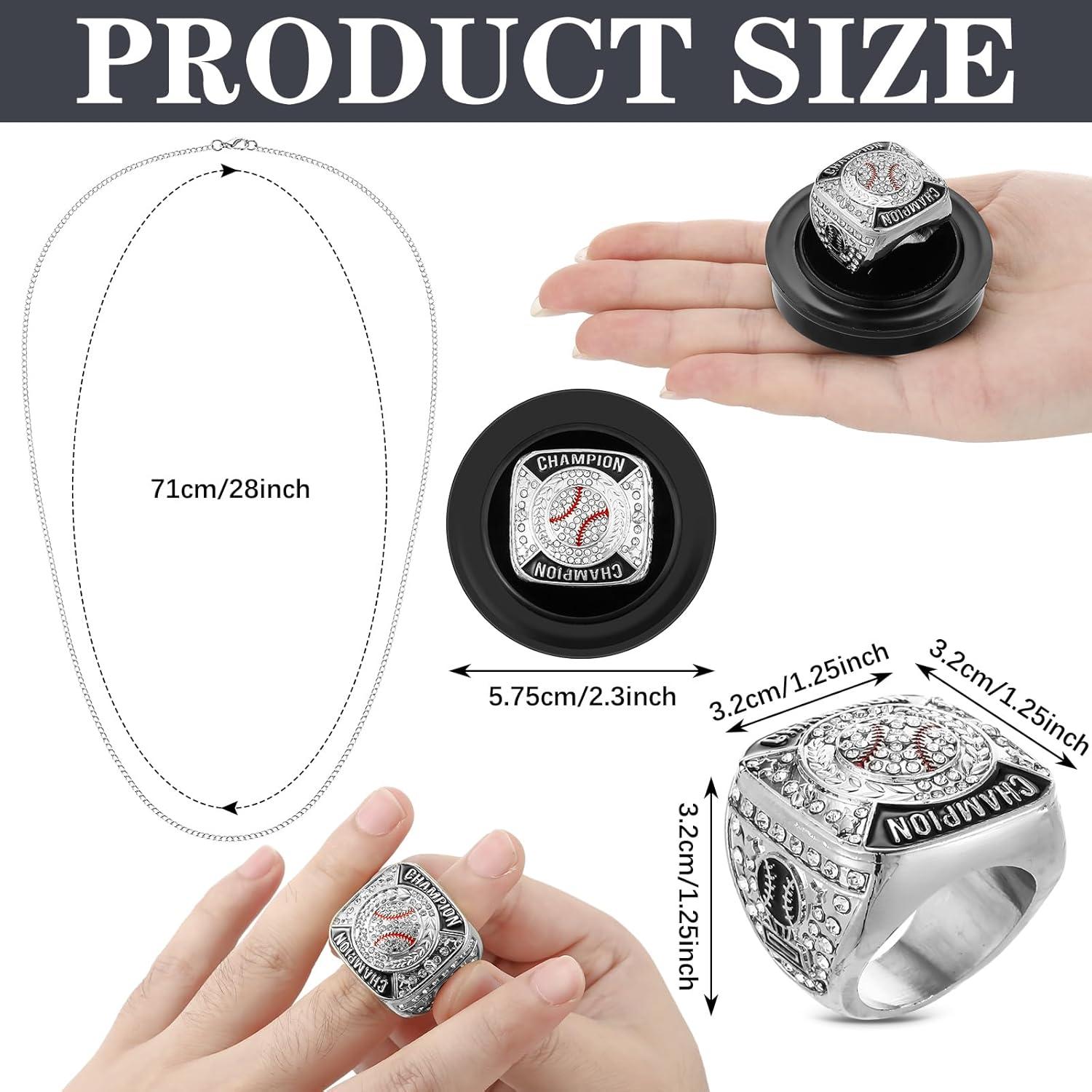 Juego de 12 Anillos de Campeonato de Béisbol Landical Plateado