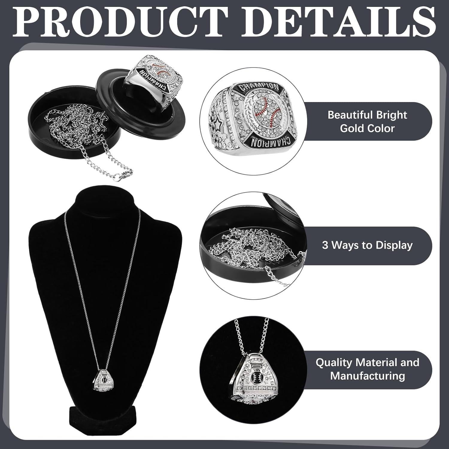 Juego de 12 Anillos de Campeonato de Béisbol Landical Plateado