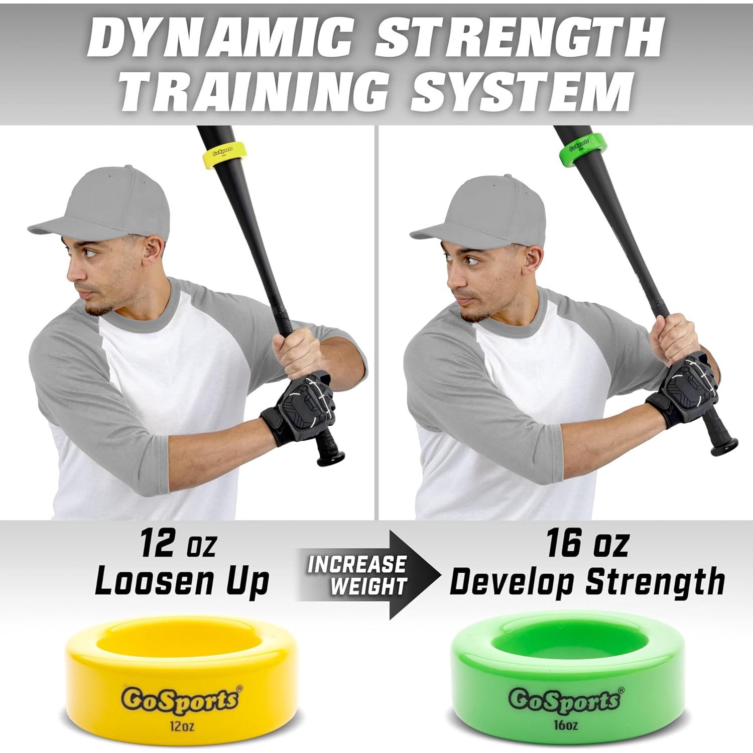 Pesas para Bate de Béisbol y Softbol GoSports - Paquete de 2 Donuts 0.34 kg y 0.45 kg