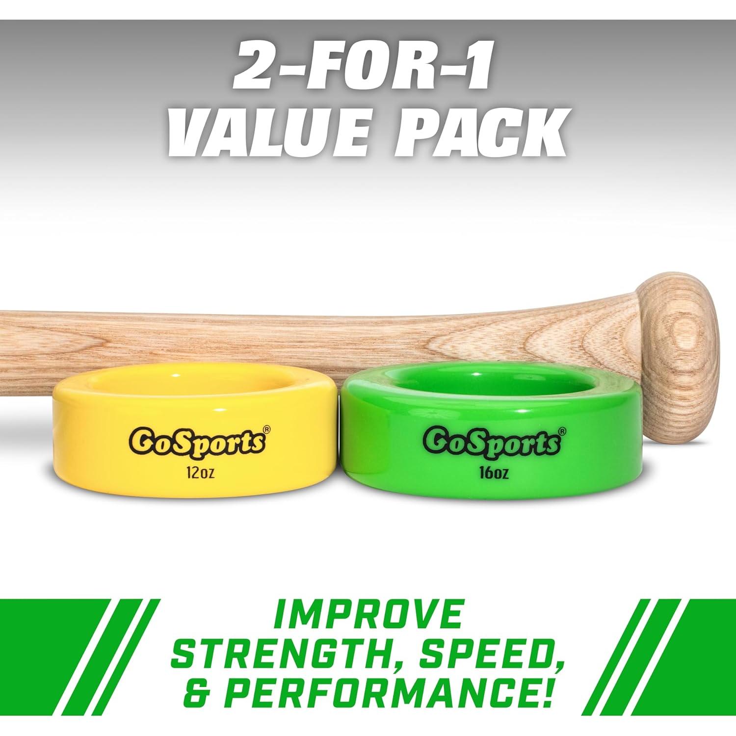 Pesas para Bate de Béisbol y Softbol GoSports - Paquete de 2 Donuts 0.34 kg y 0.45 kg