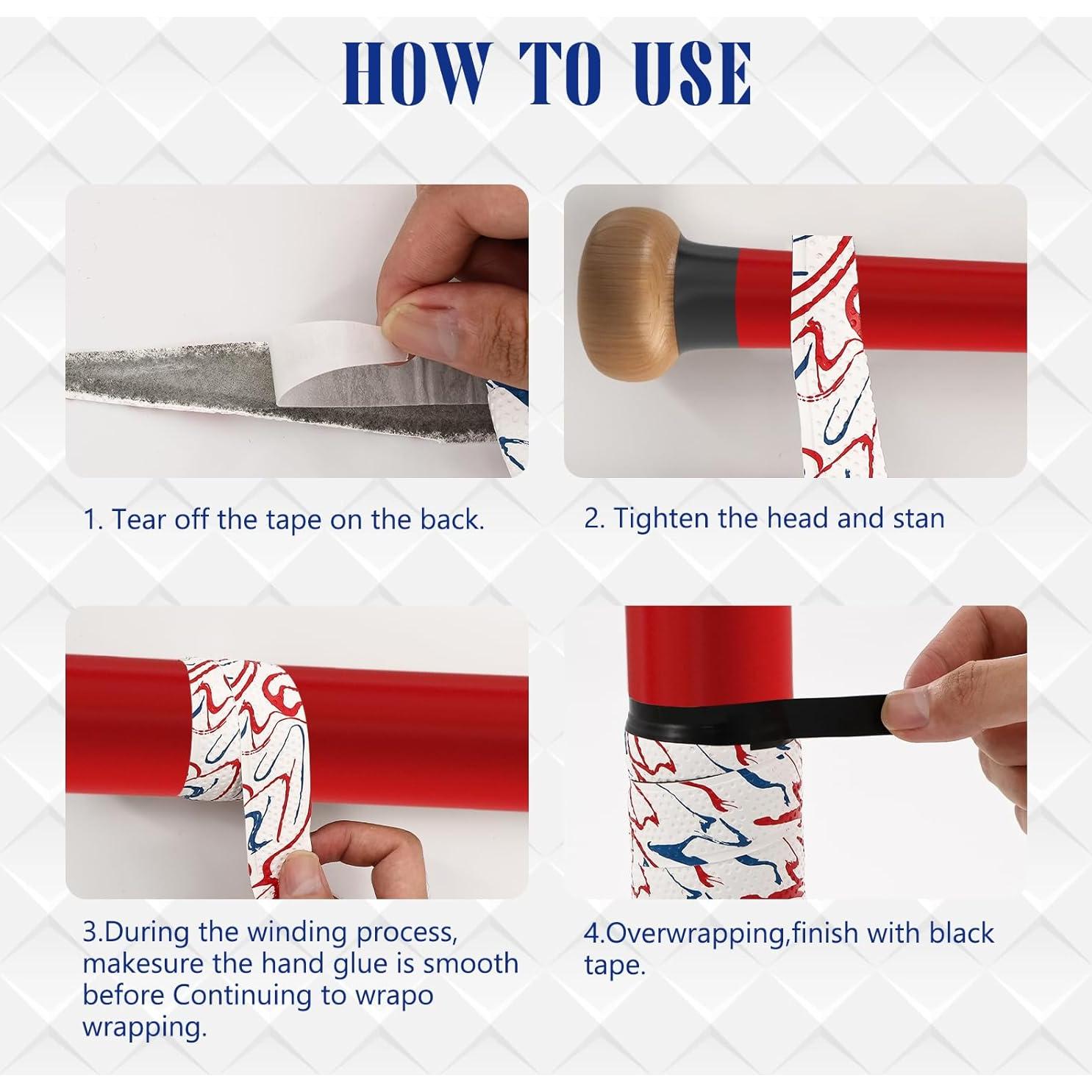 Cinta de agarre para bate de béisbol LUODAKA 110cm con pomo