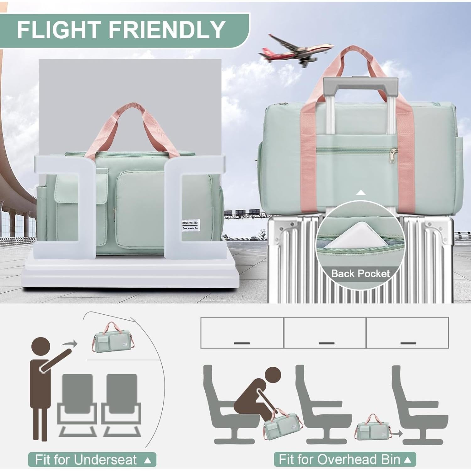 Bolsa de Gimnasio BEULPTN Verde Duffle con Compartimento