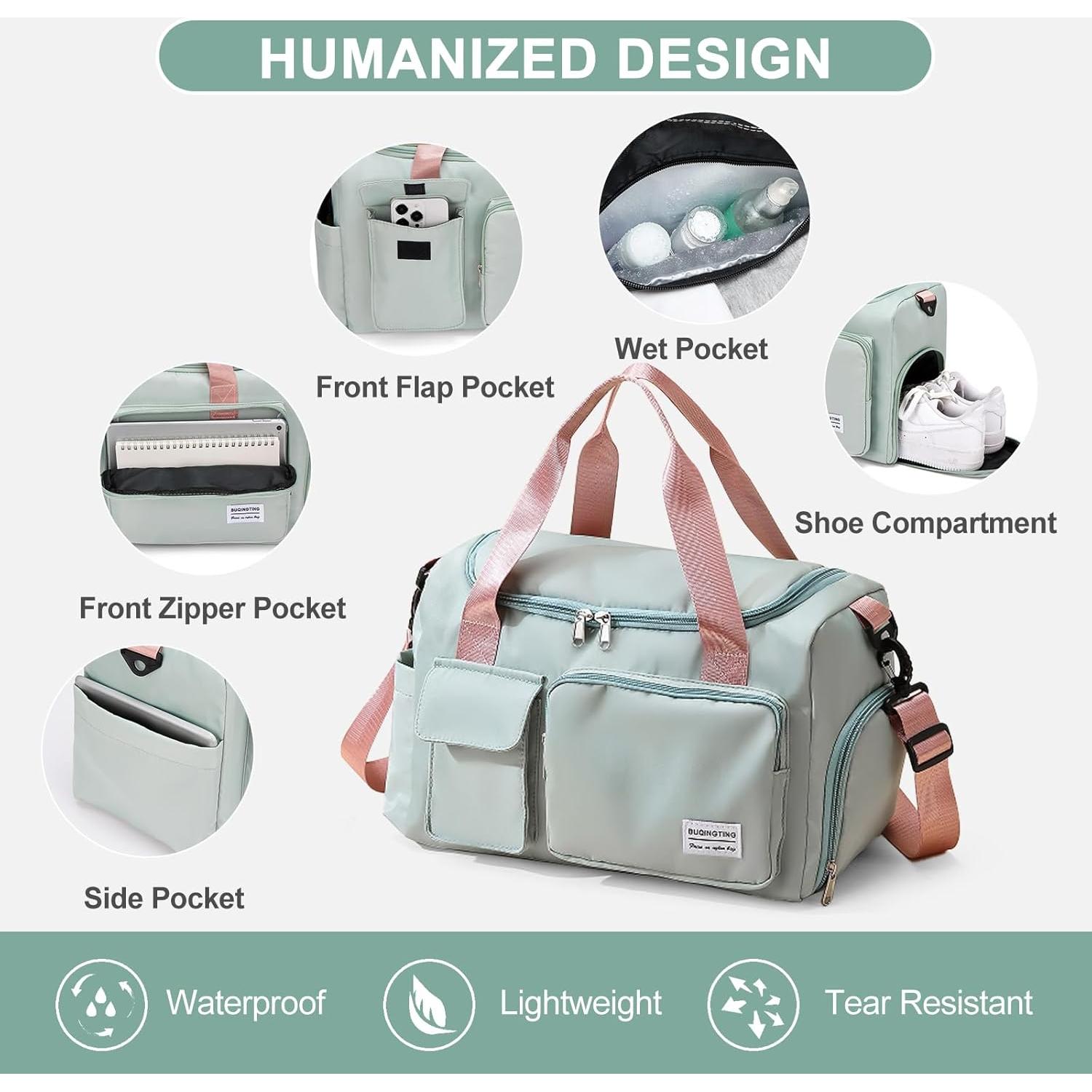 Bolsa de Gimnasio BEULPTN Verde Duffle con Compartimento