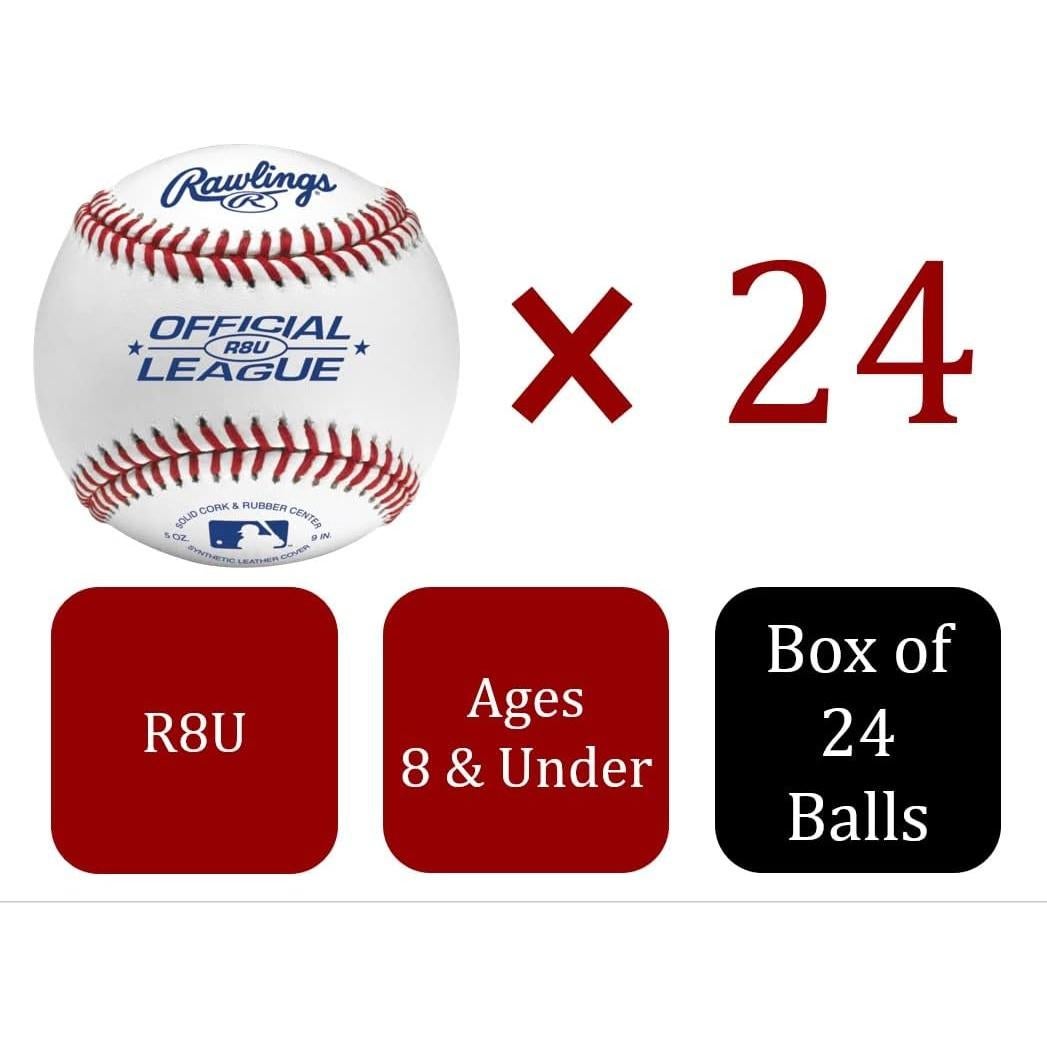 Pelotas de béisbol Rawlings 8U Recreativas - Cubo 24 Unidades
