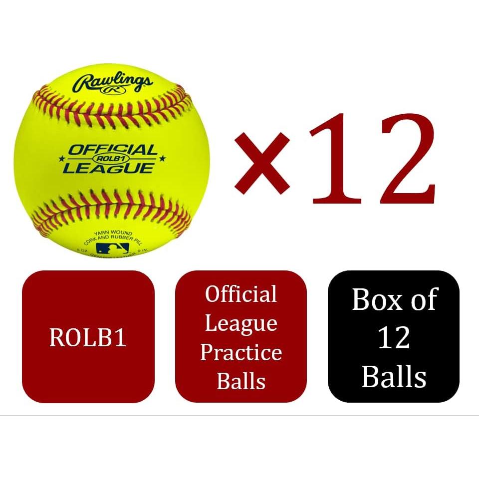 Pelotas de béisbol de práctica Rawlings - 12 unidades - Amarillo