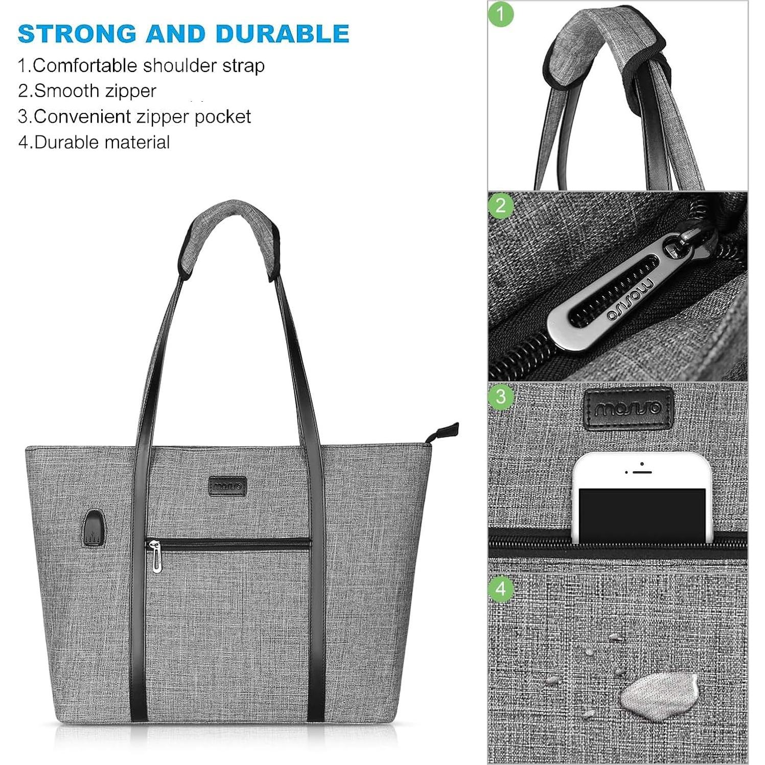 Bolsa Tote para Laptop MOSISO 17.3" USB Gris Mujer