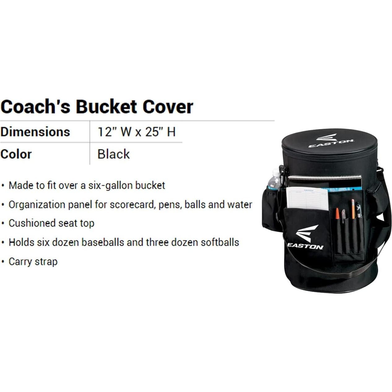 Organizador de Cubo Easton 6 Galones para Entrenadores Béisbol/Sóftbol