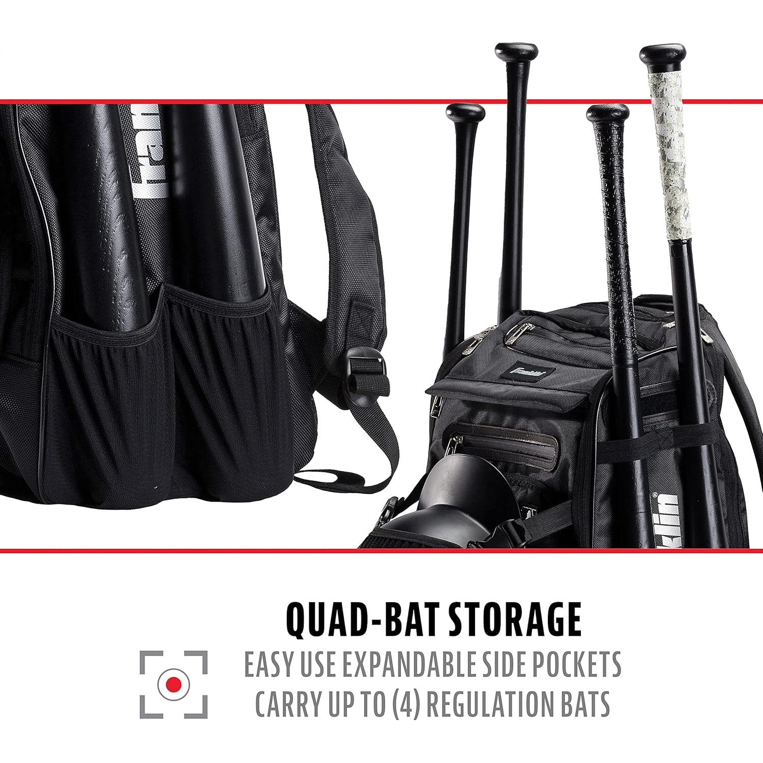 Mochila de béisbol Franklin Sports Junior - Almacenamiento 4 bates