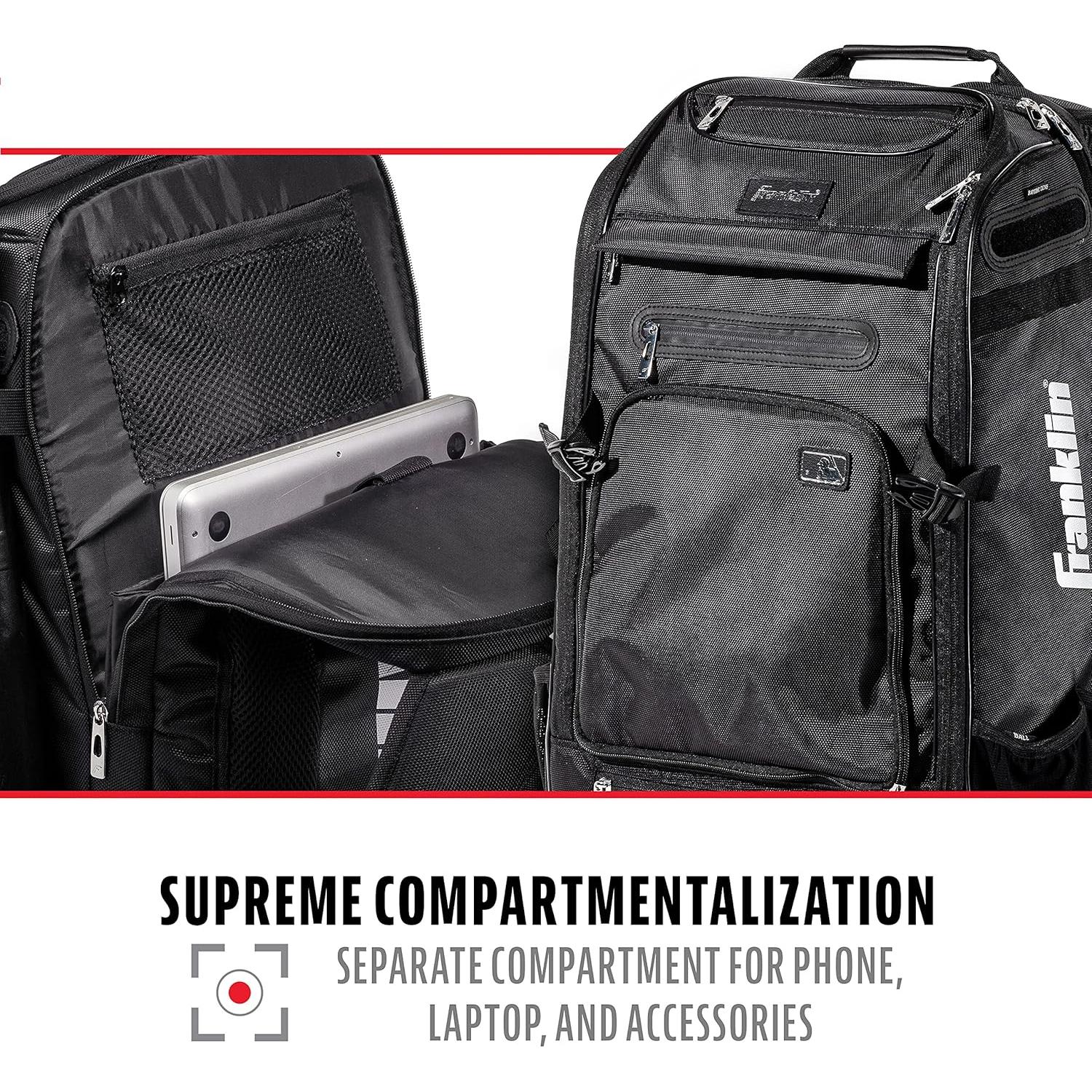 Mochila de béisbol Franklin Sports Junior - Almacenamiento 4 bates