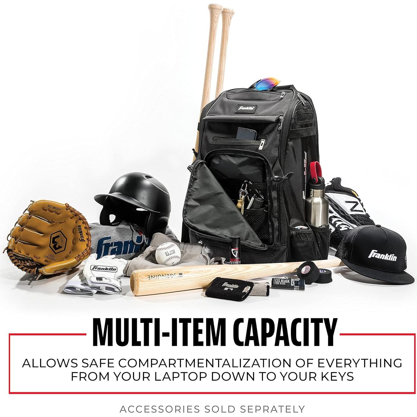 Mochila de béisbol Franklin Sports Junior - Almacenamiento 4 bates
