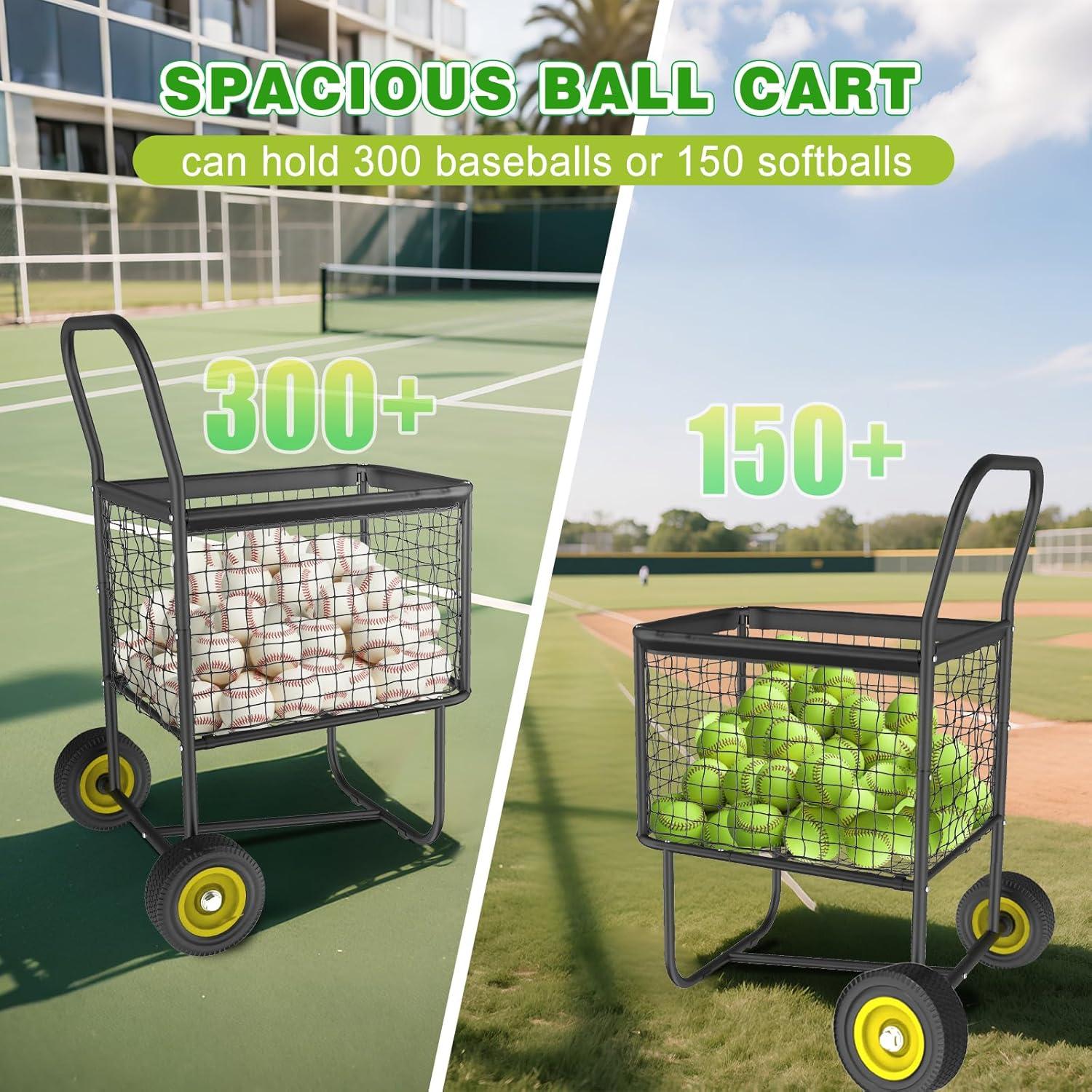 Carro de béisbol JOSPOW con ruedas, capacidad 300 pelotas