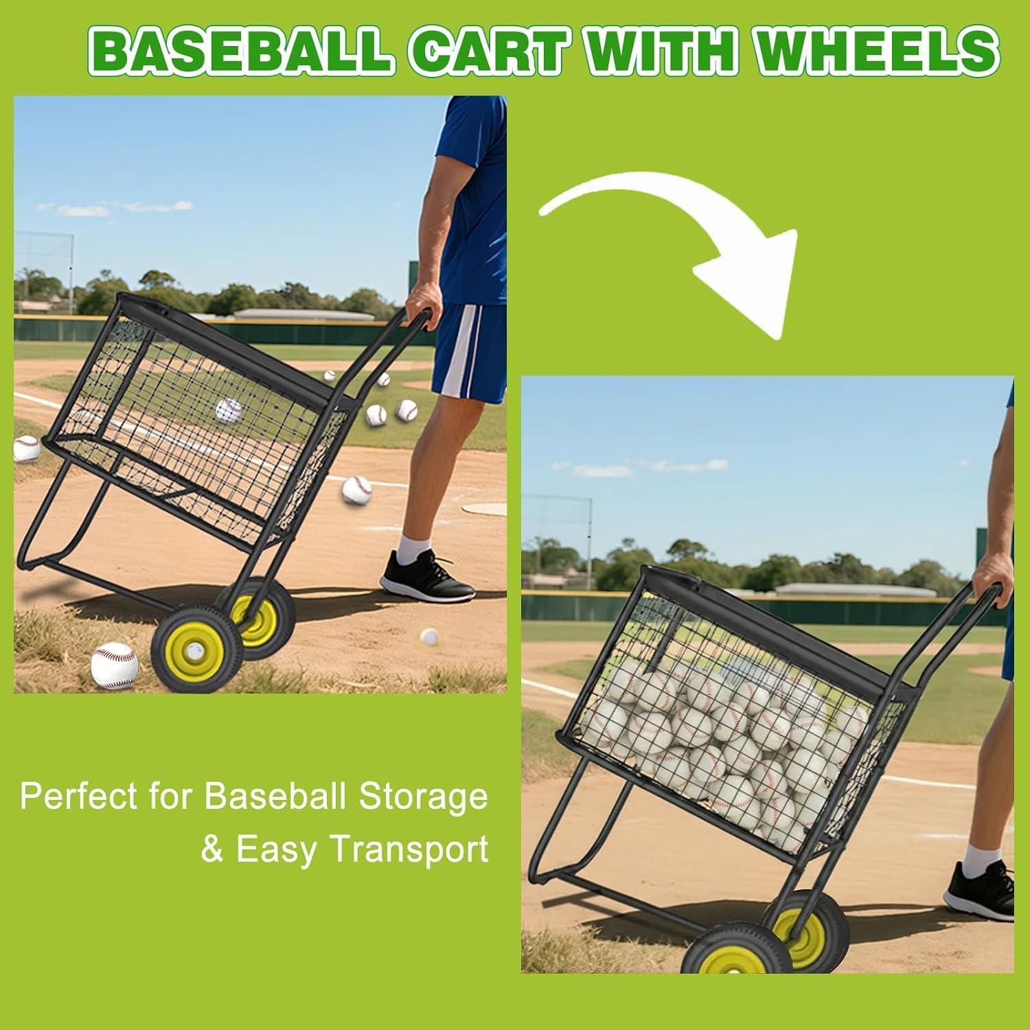 Carro de béisbol JOSPOW con ruedas, capacidad 300 pelotas