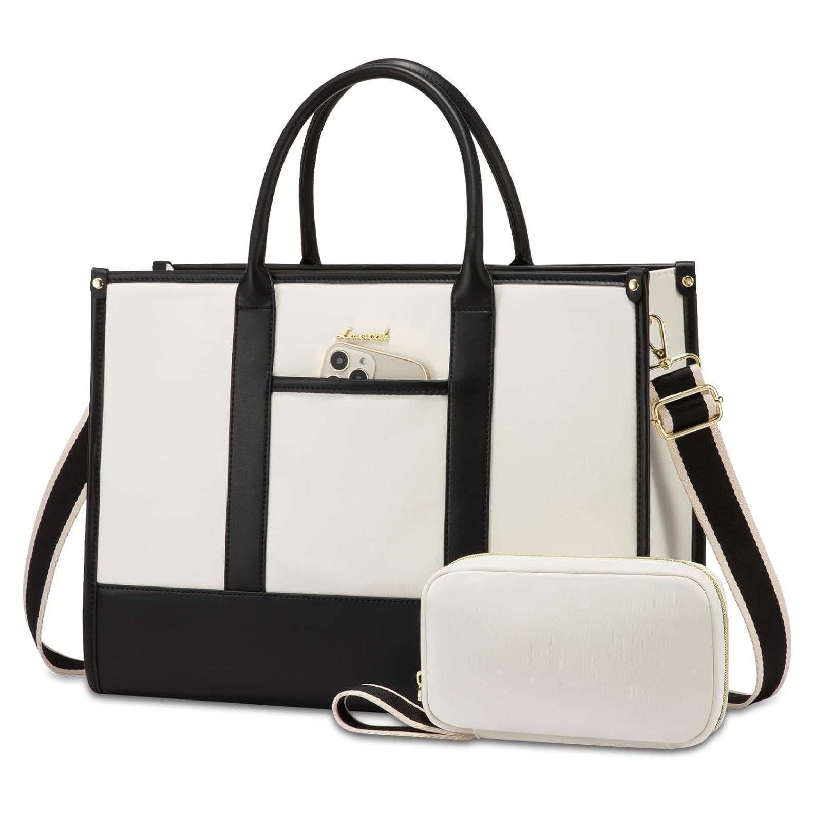 Bolsa Tote LOVEVOOK para Laptop 15.6" Beige-negro