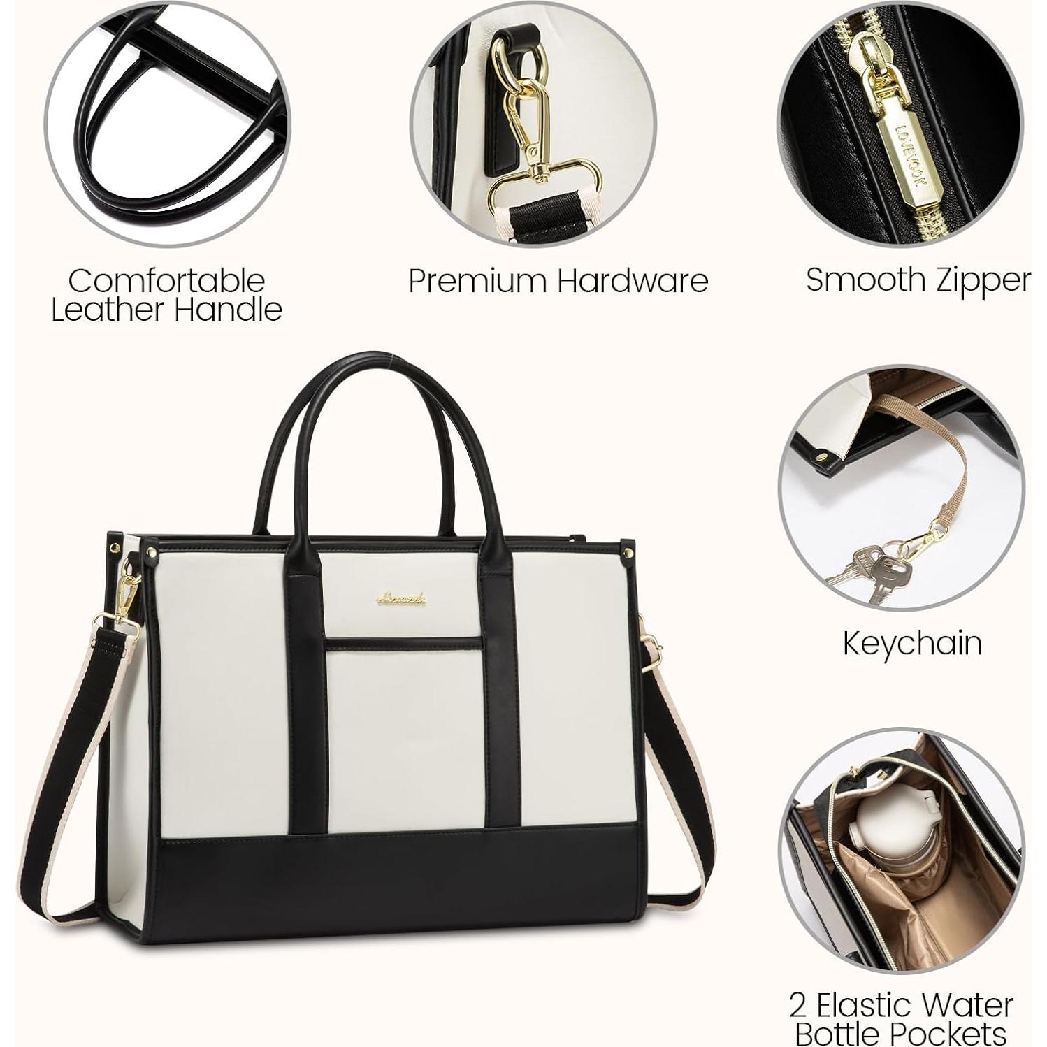 Bolsa Tote LOVEVOOK para Laptop 15.6" Beige-negro