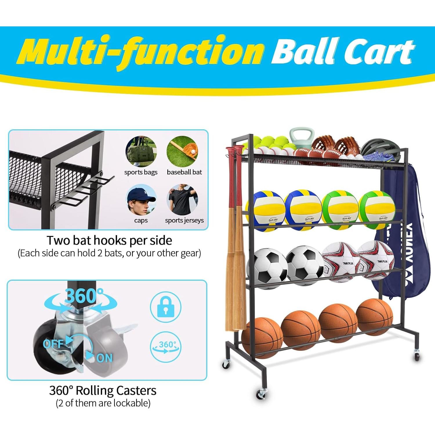 Estante de Almacenamiento Deportivo OFIDELITY 4 Niveles Negro