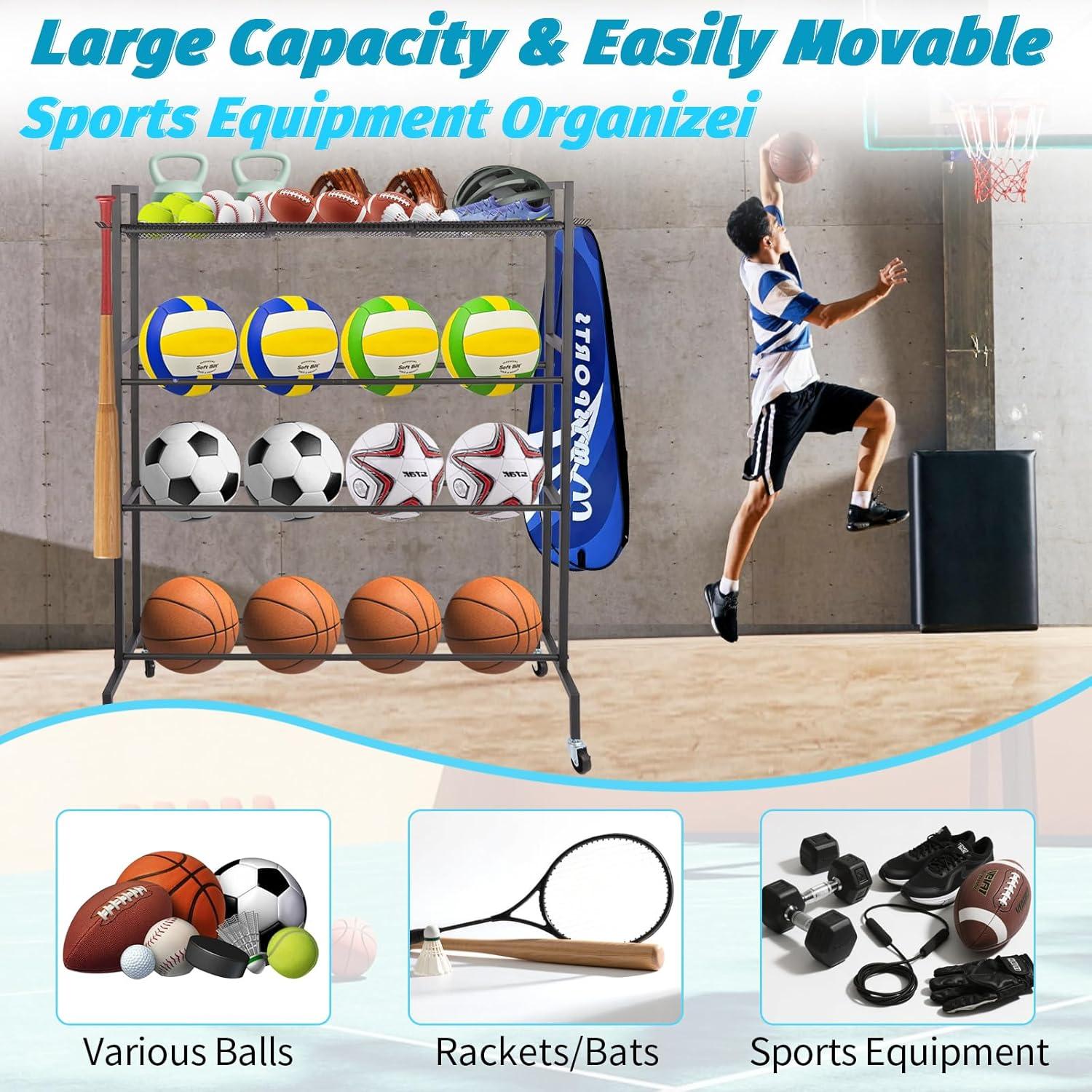 Estante de Almacenamiento Deportivo OFIDELITY 4 Niveles Negro