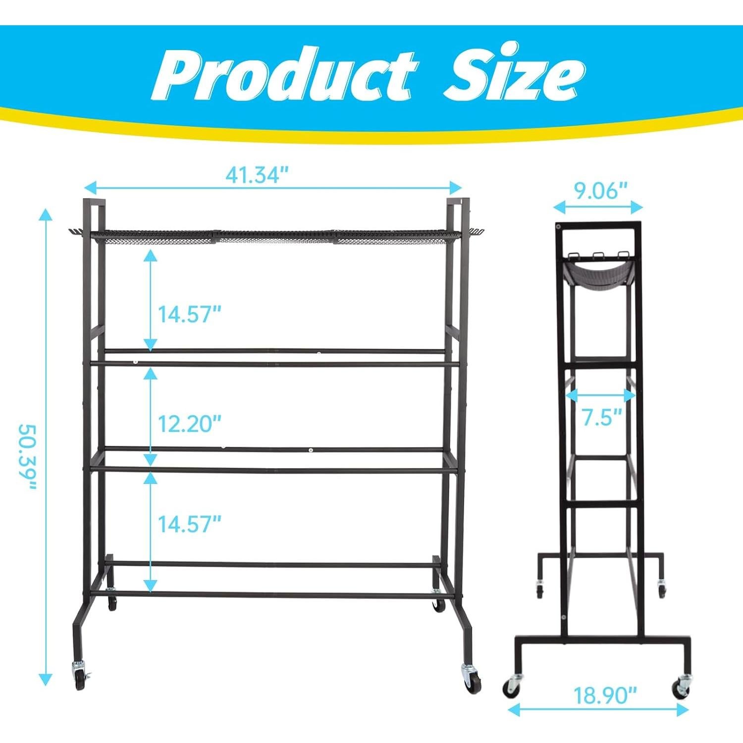 Estante de Almacenamiento Deportivo OFIDELITY 4 Niveles Negro