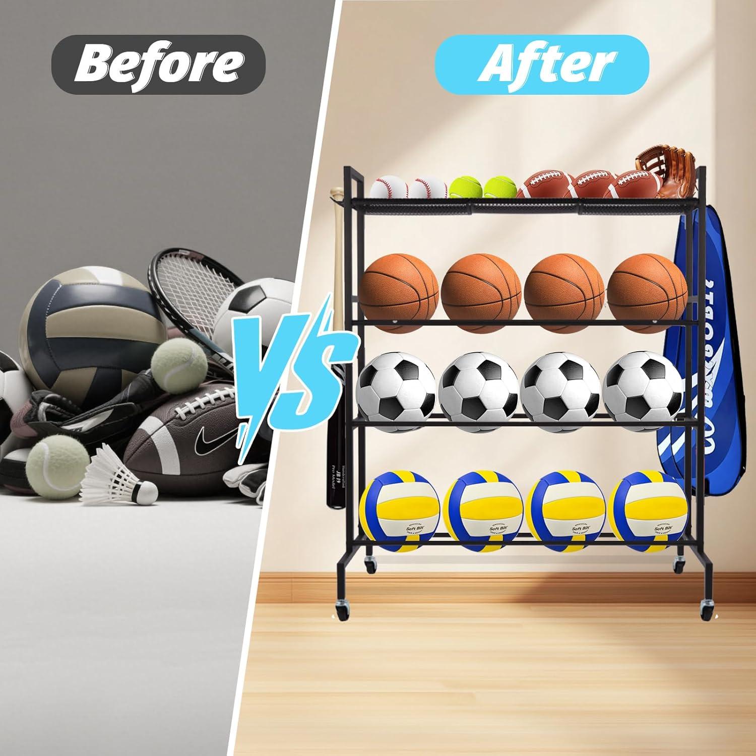 Estante de Almacenamiento Deportivo OFIDELITY 4 Niveles Negro