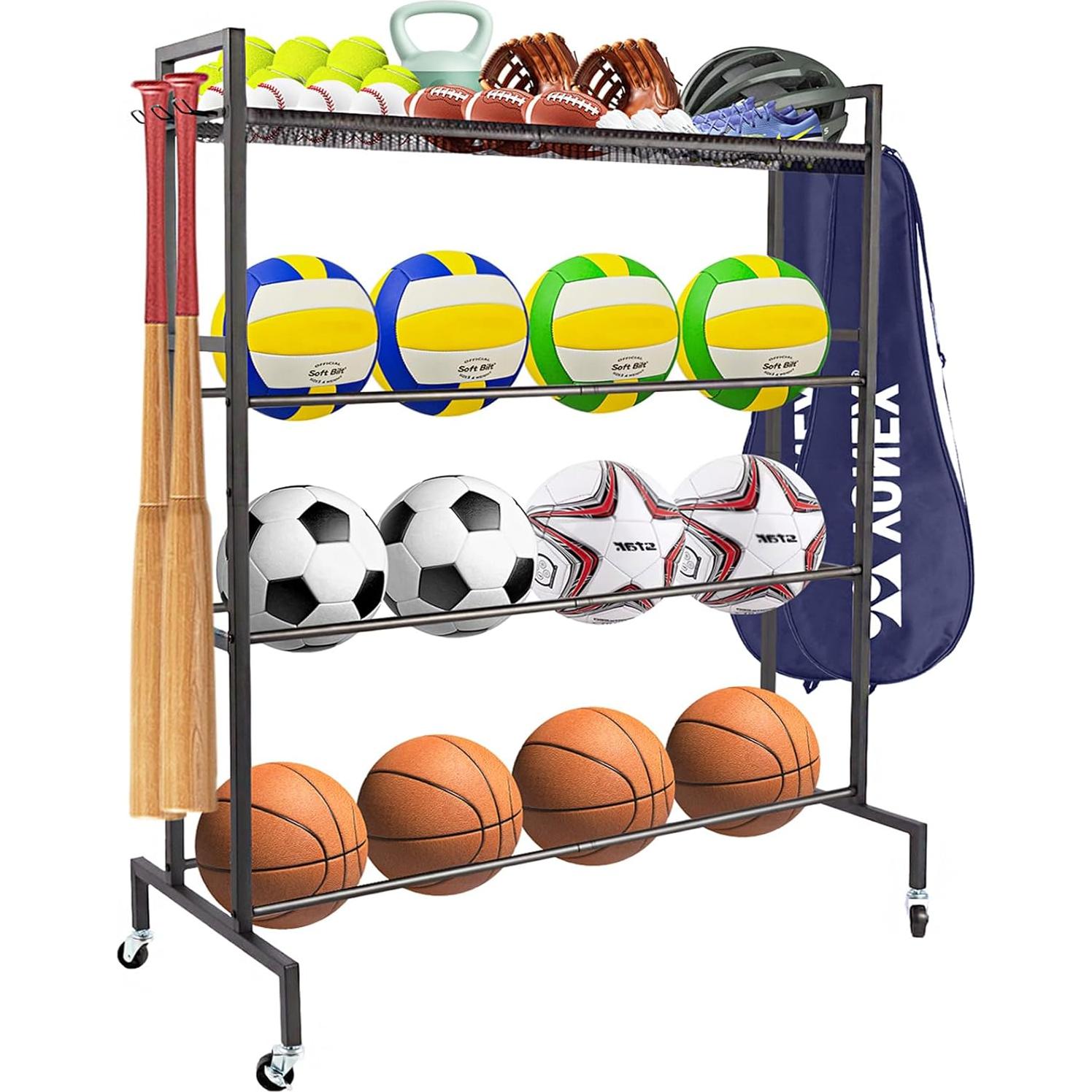 Estante de Almacenamiento Deportivo OFIDELITY 4 Niveles Negro