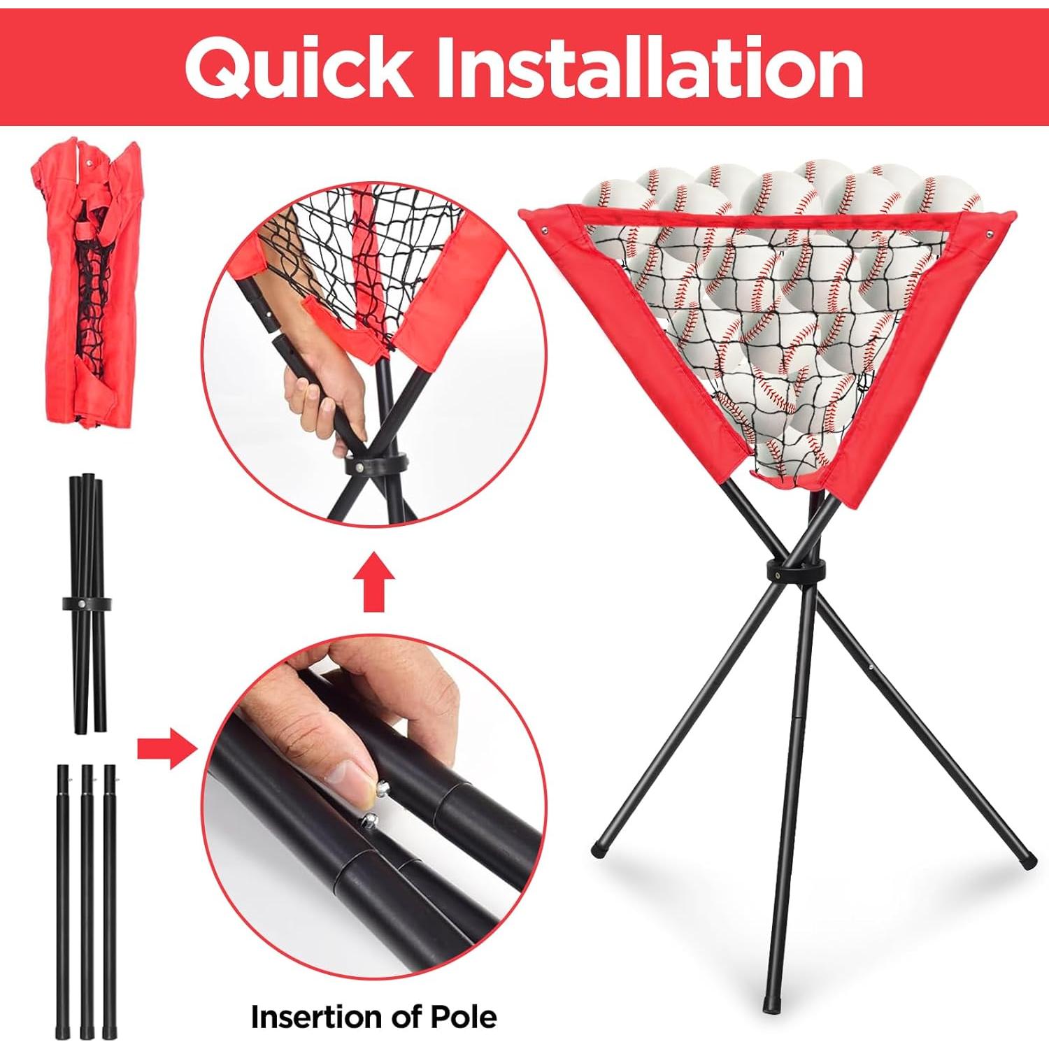 Caddy de Pelotas de Béisbol JISPOORT - Soporte Portátil 60 Pelotas