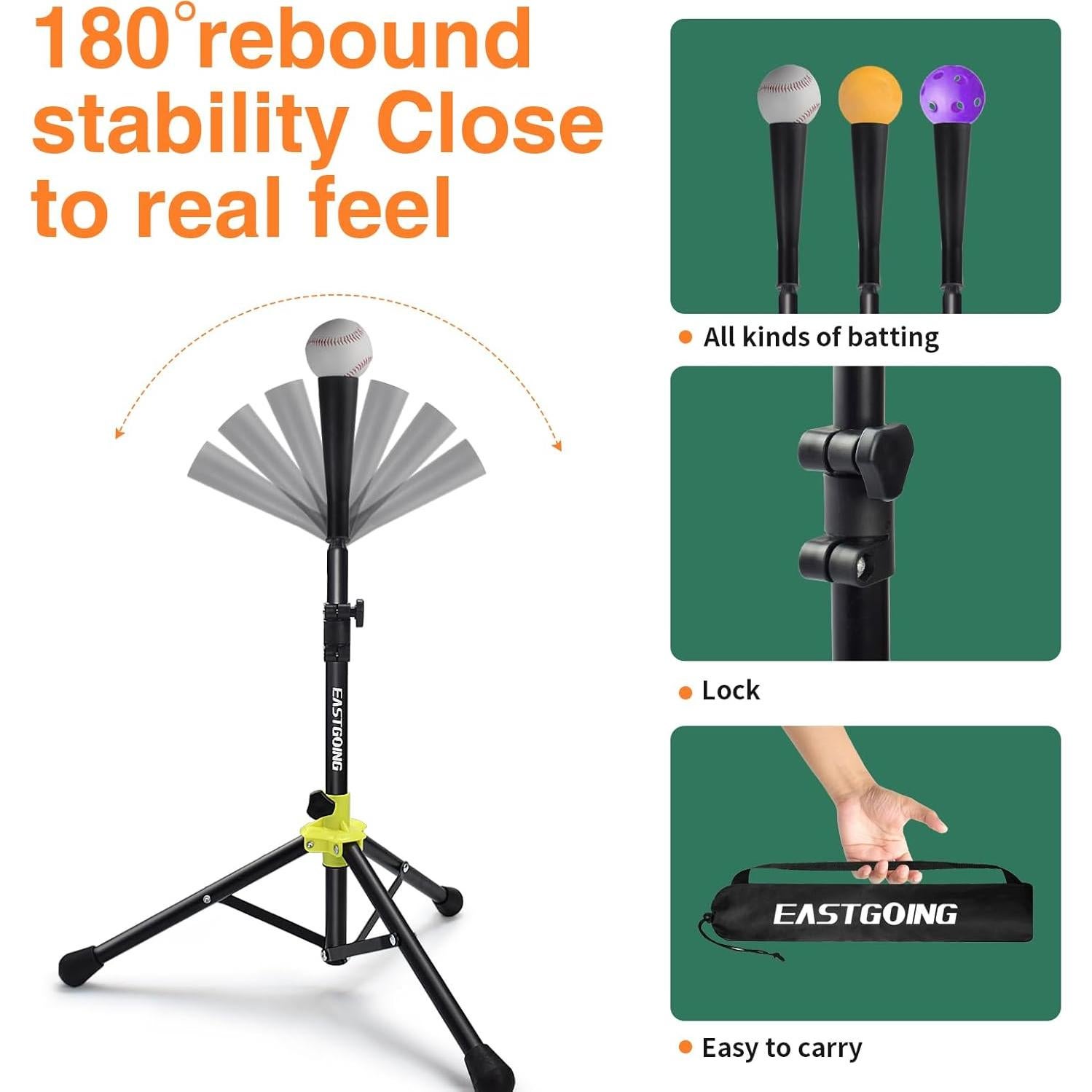 Tee de Bateo Portátil Eastgoing Ajustable con Caddy 61-99 cm